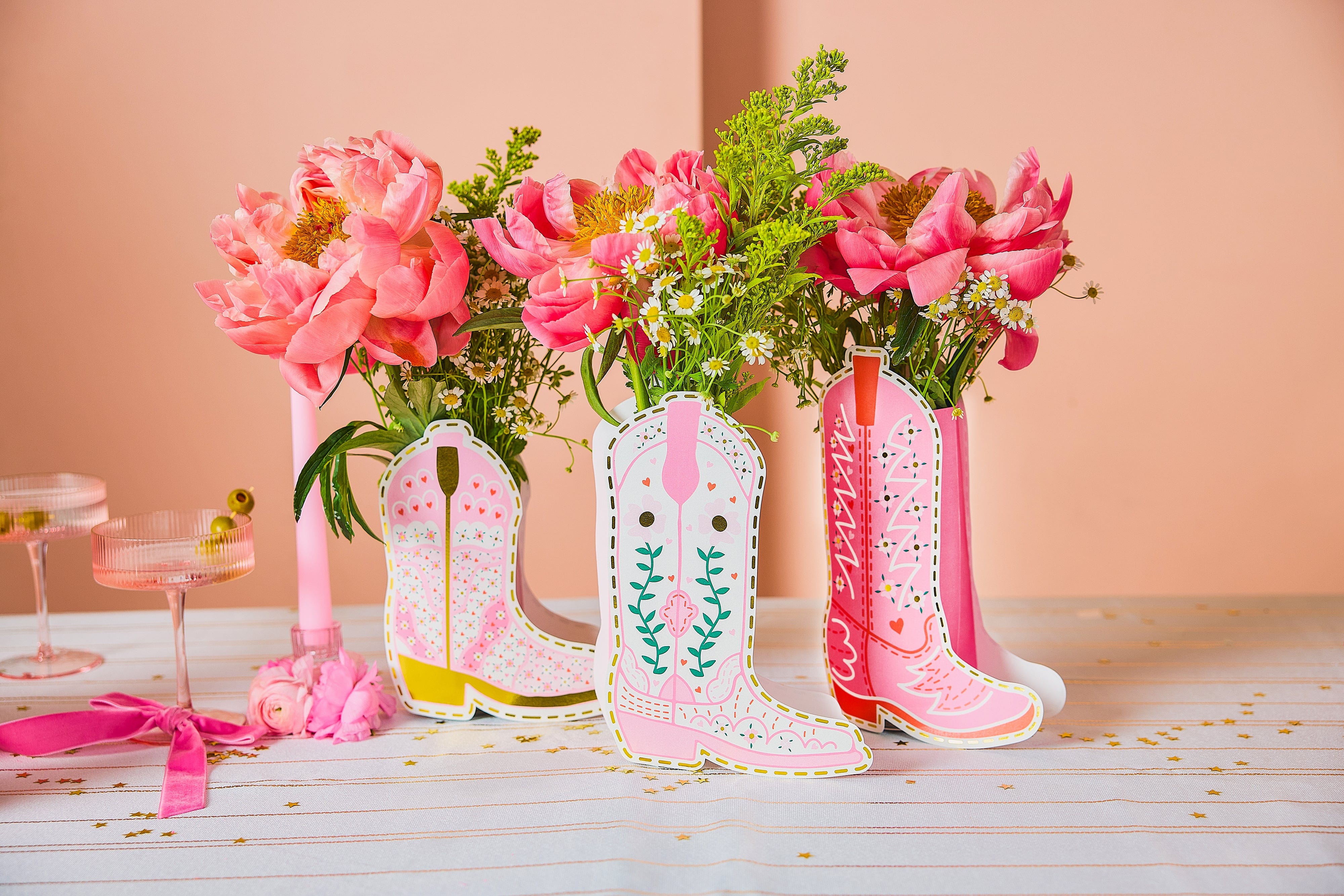 Boot Scoot Blooms Pop-up Vase Slip Covers (set Of 3)