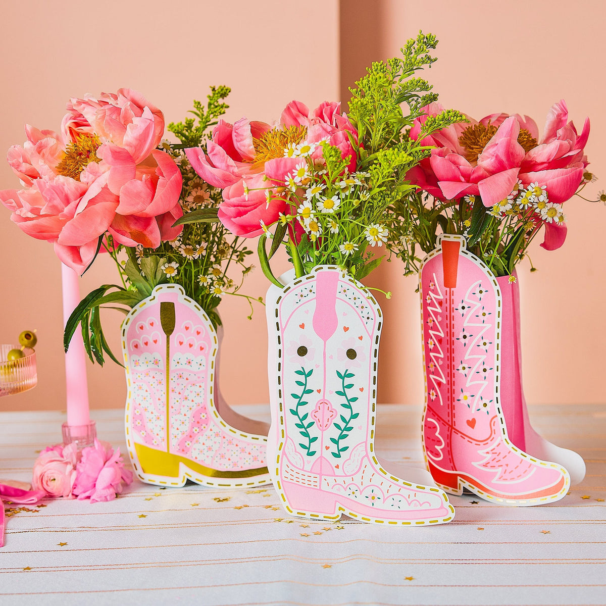 Boot Scoot Blooms Pop-up Vase Slip Covers (set Of 3)