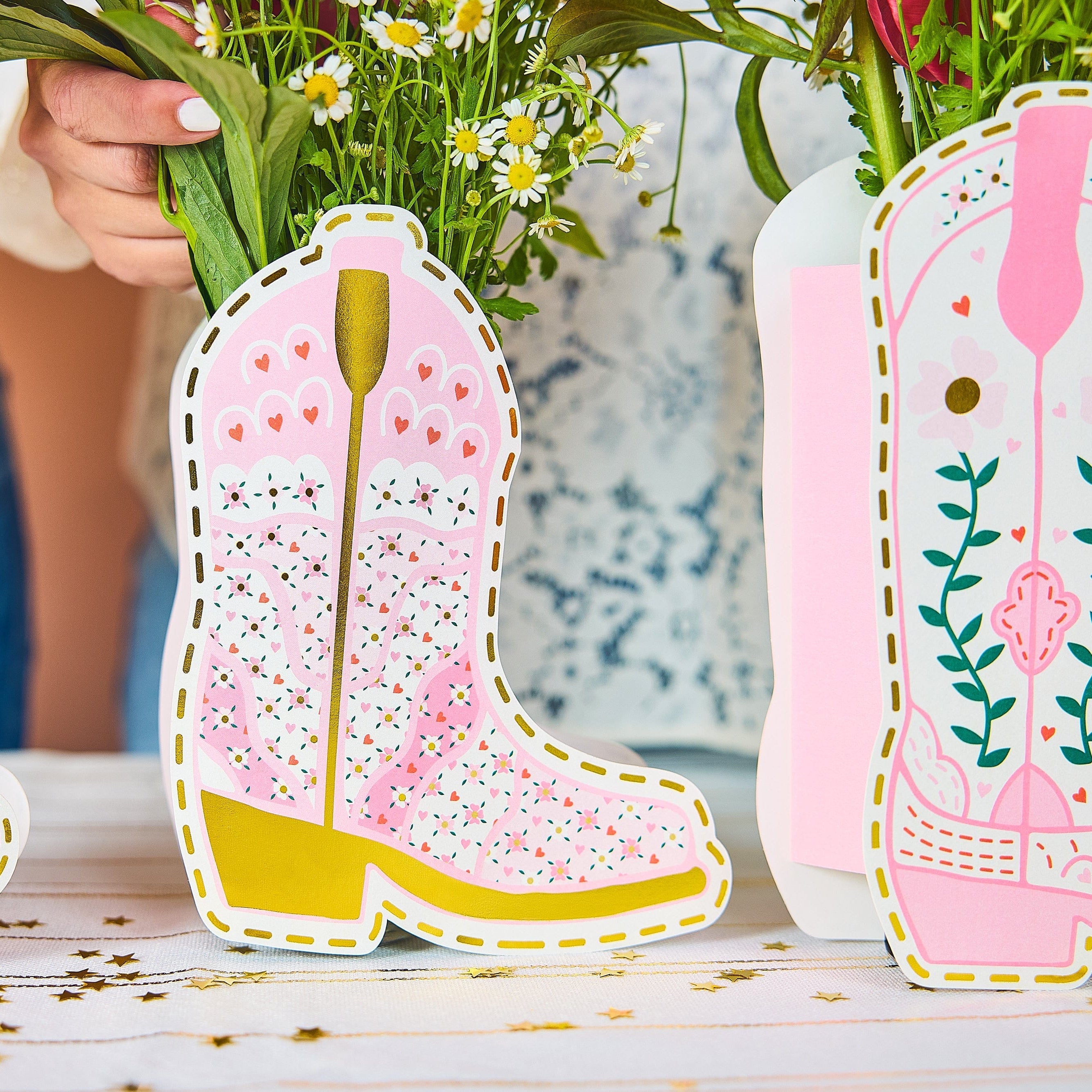 Boot Scoot Blooms Pop-up Vase Slip Covers (set Of 3)