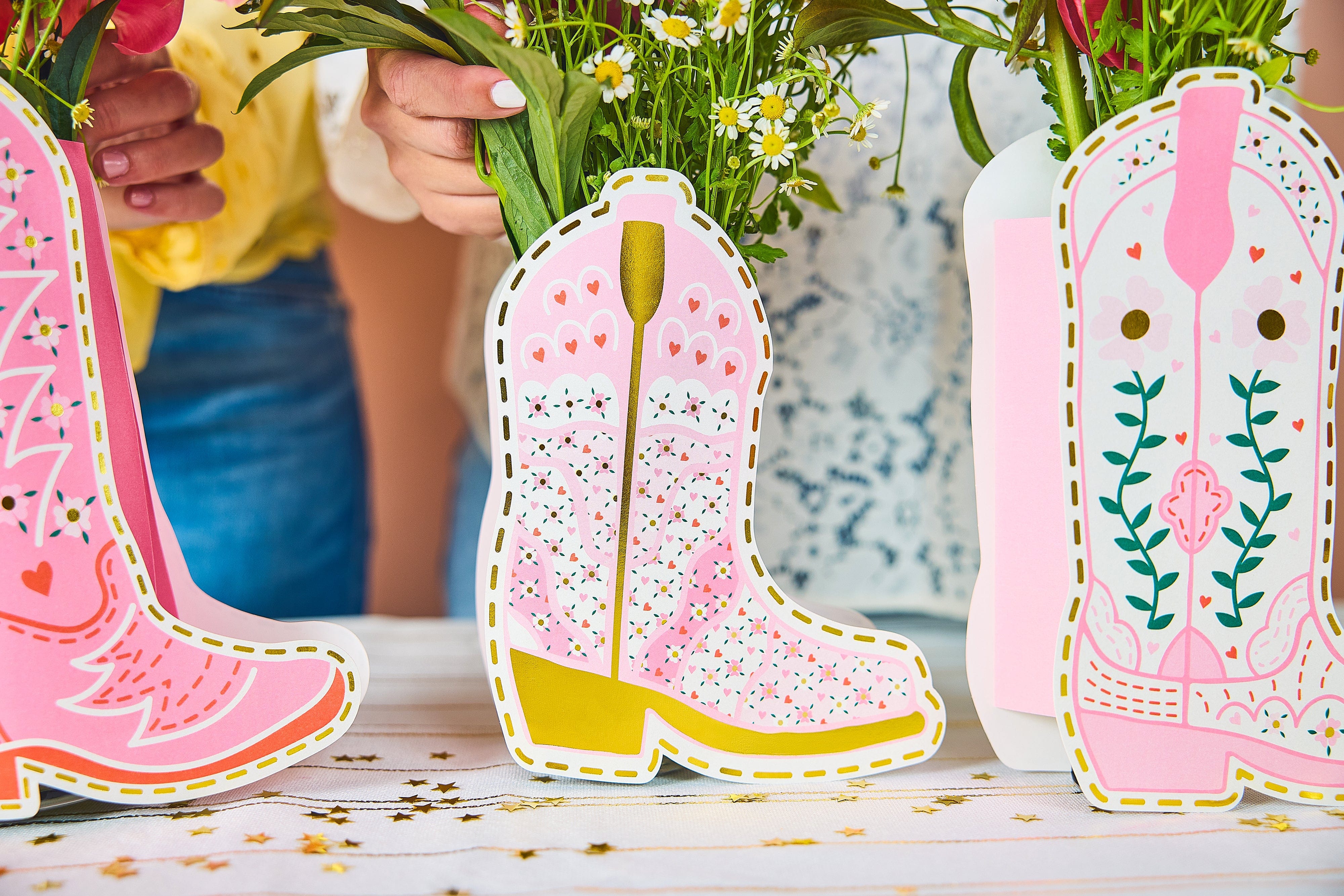 Boot Scoot Blooms Pop-up Vase Slip Covers (set Of 3)