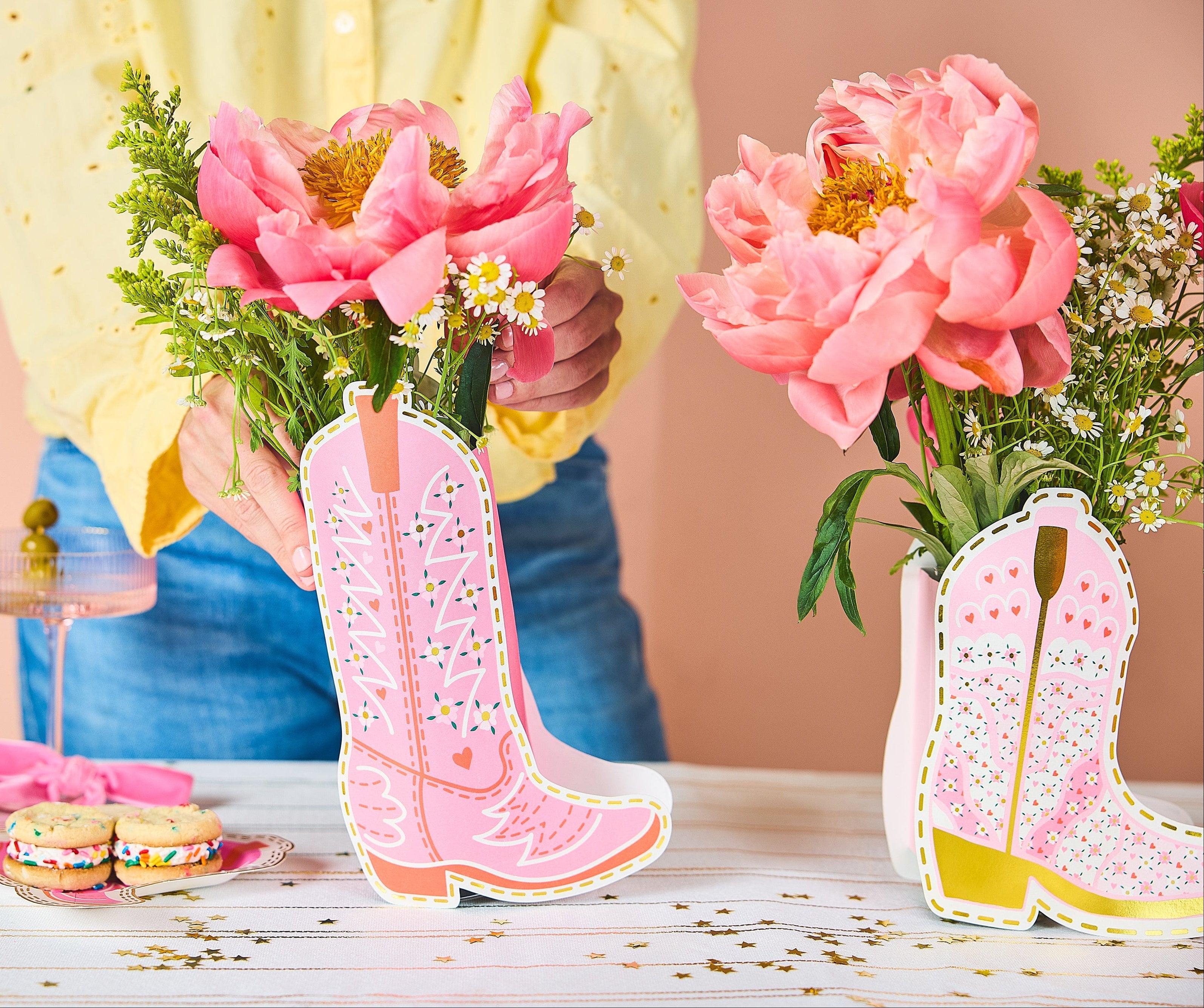 Boot Scoot Blooms Pop-up Vase Slip Covers (set Of 3)