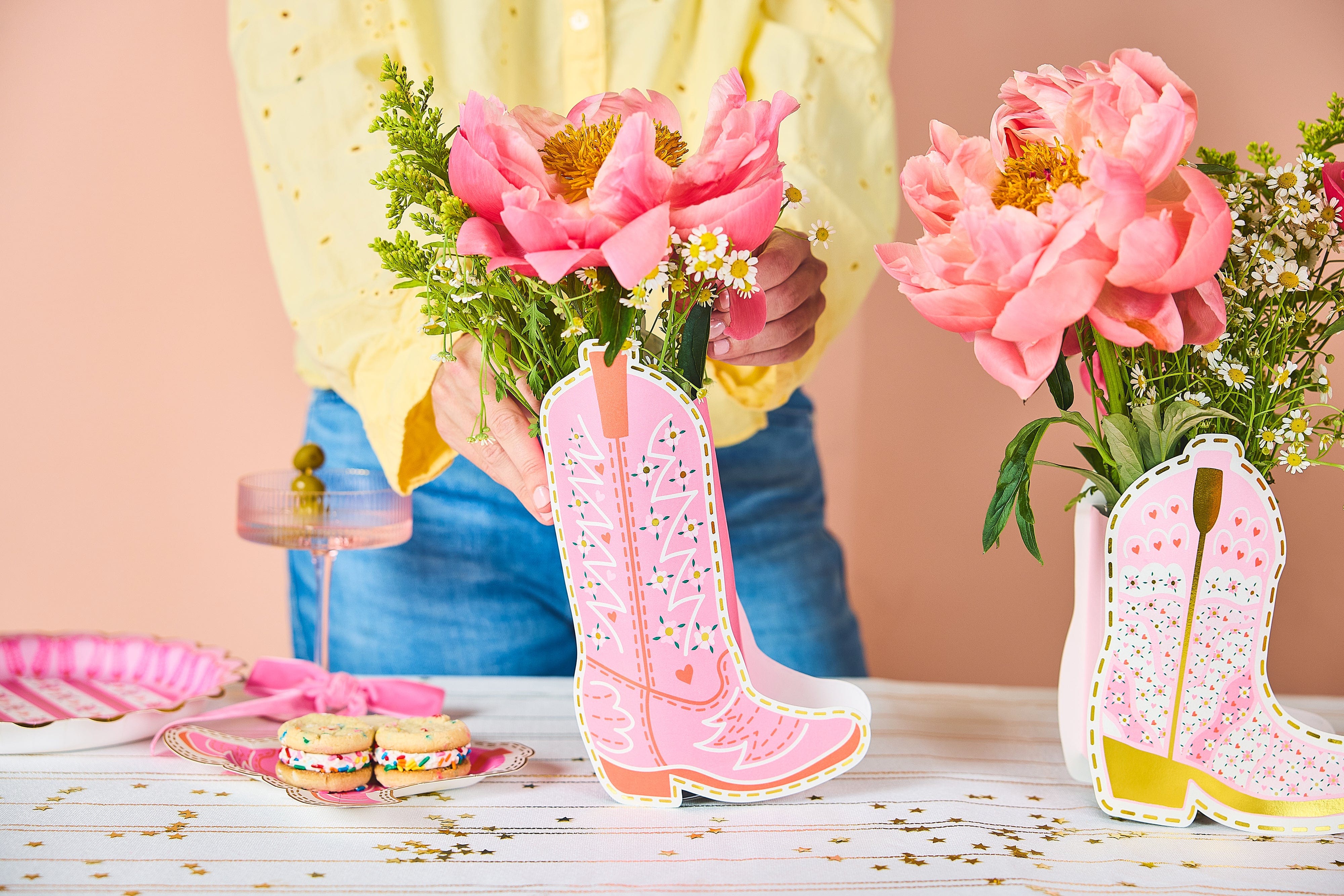 Boot Scoot Blooms Pop-up Vase Slip Covers (set Of 3)