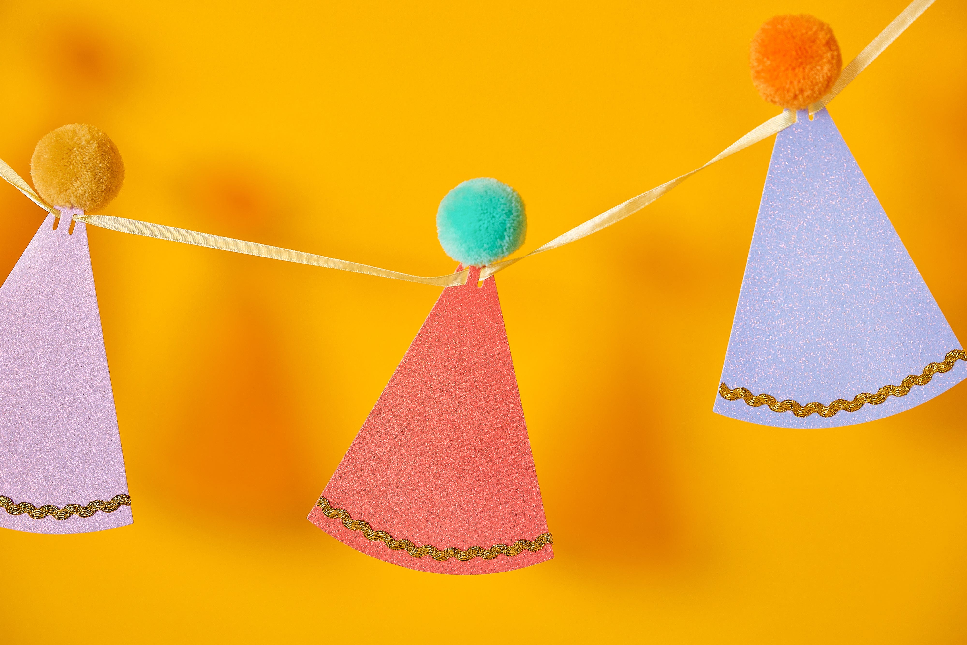 Pom Pom Party Hats Reusable Party Garland
