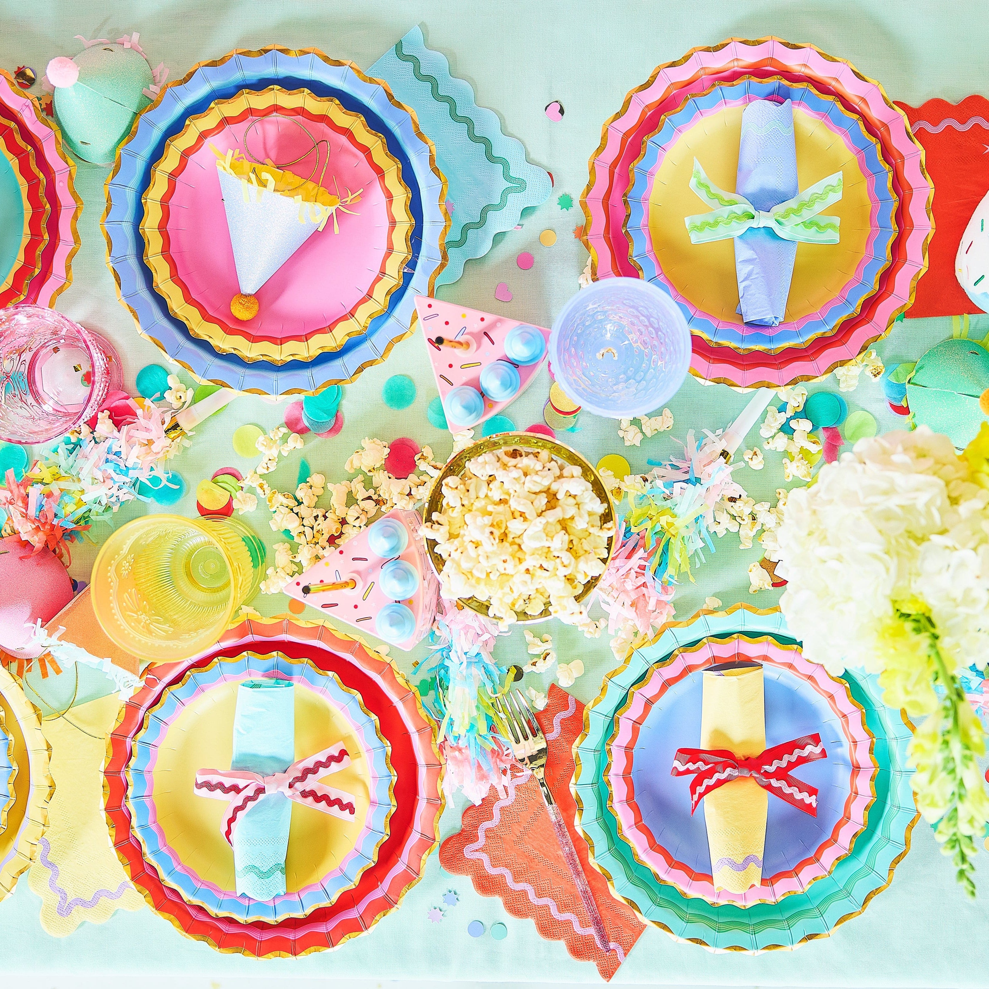 Rainbow Ric Rac Assorted Dessert Plates (10 Count)
