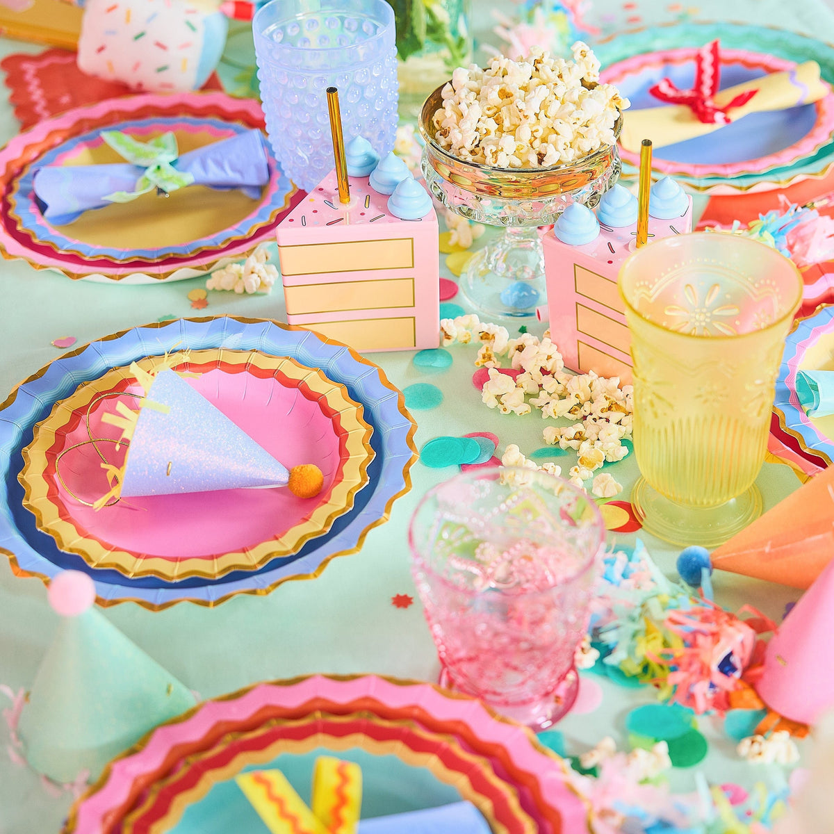 Rainbow Ric Rac Assorted Dessert Plates (10 Count)