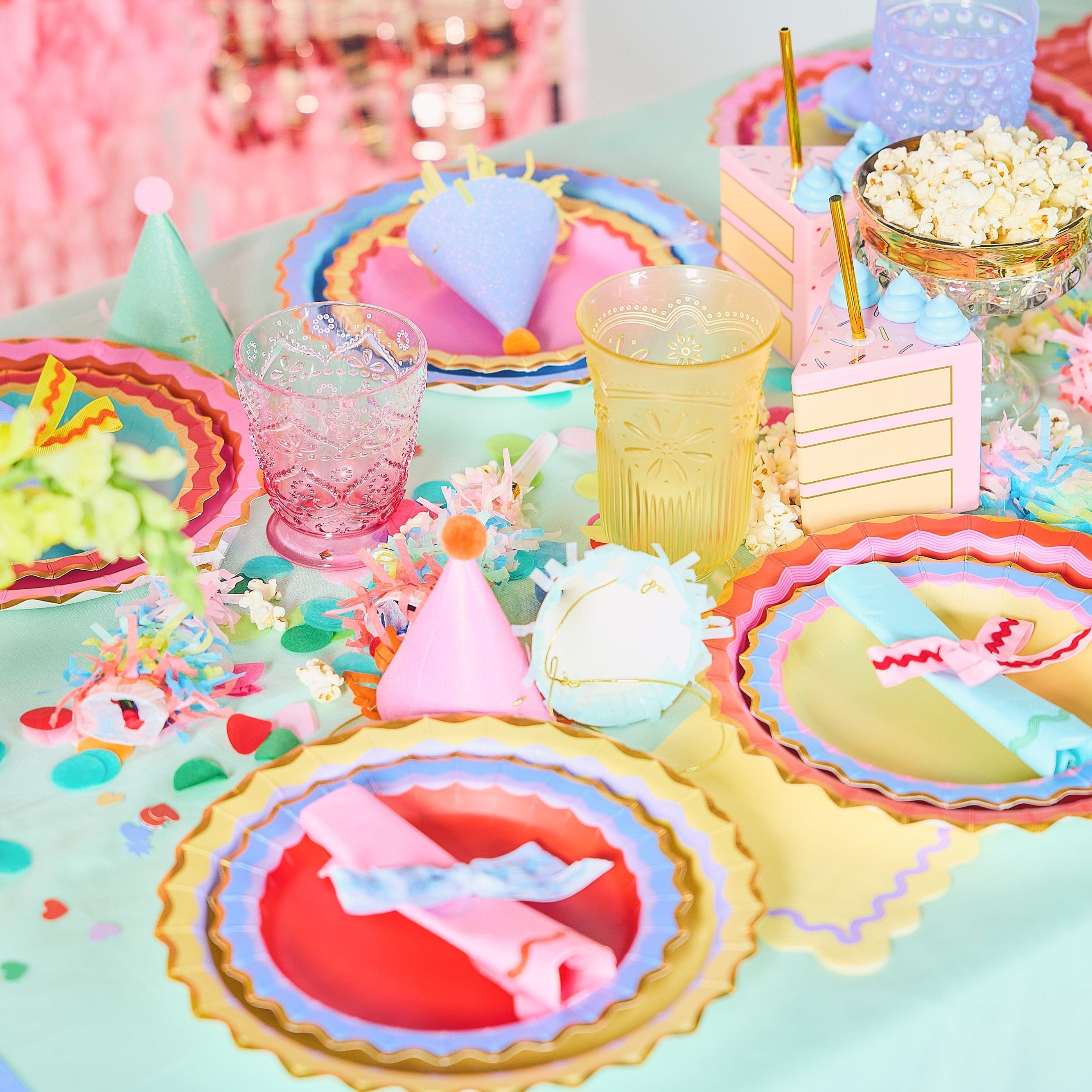 Rainbow Ric Rac Assorted Dessert Plates (10 Count)