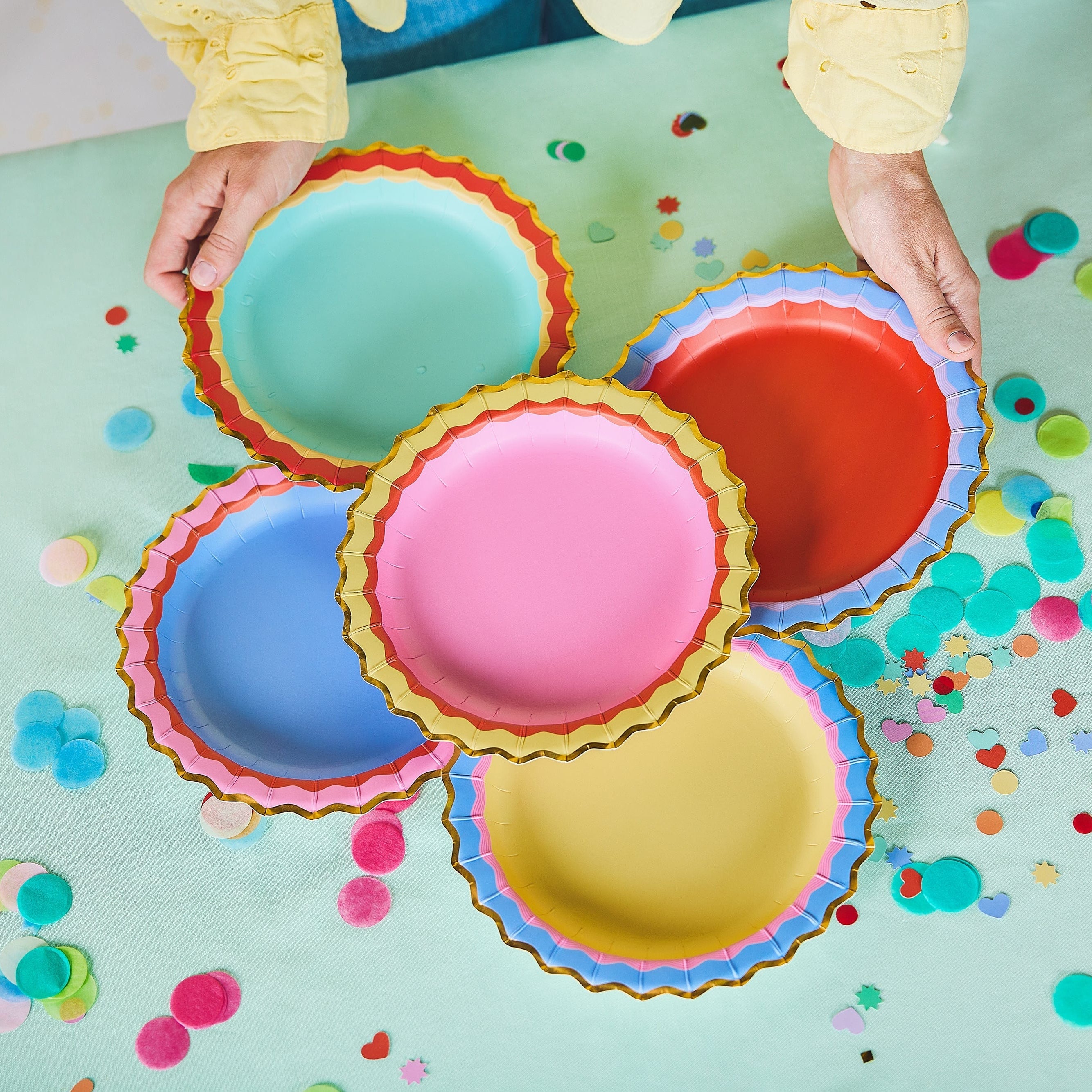 Rainbow Ric Rac Assorted Dessert Plates (10 Count)