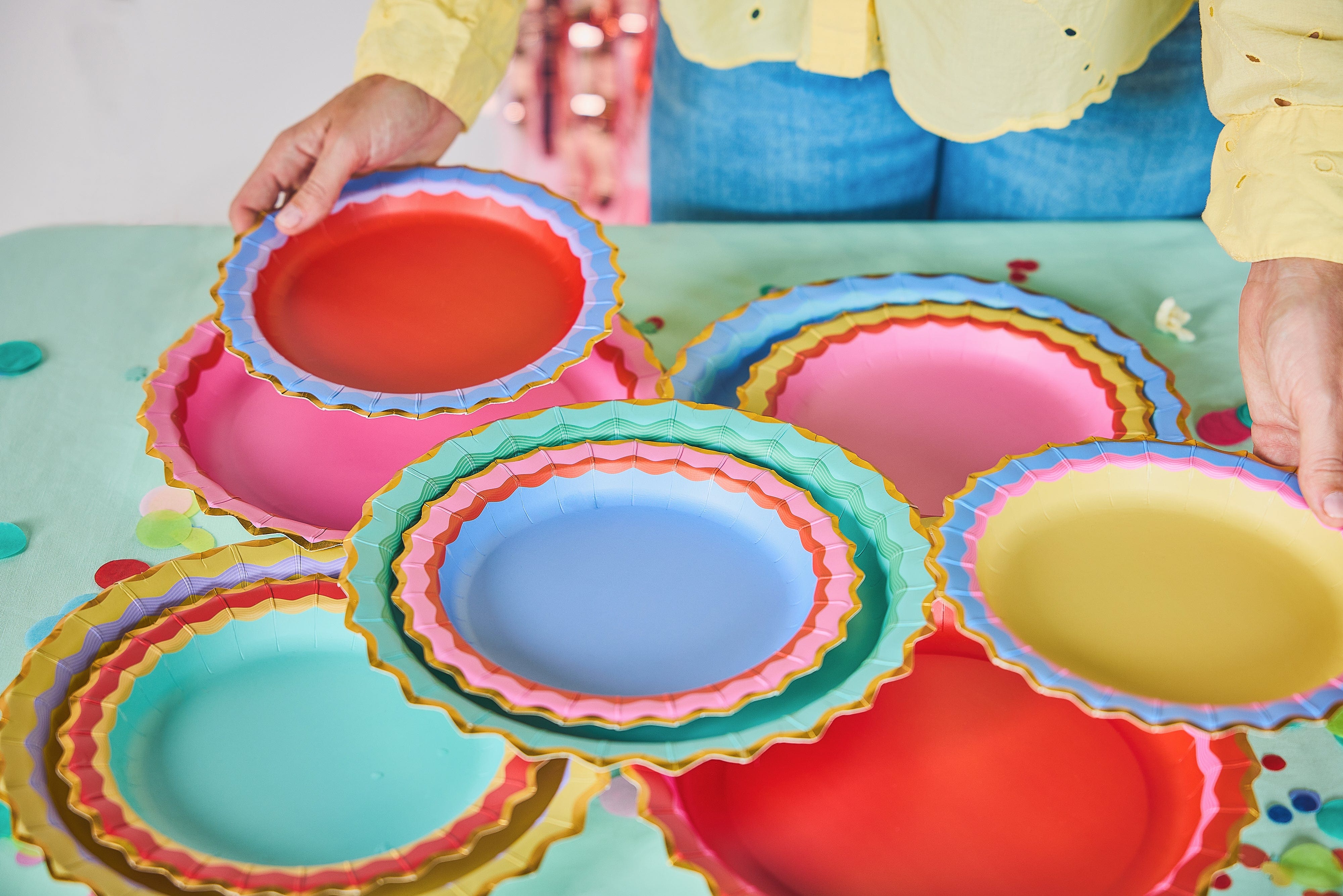Rainbow Ric Rac Assorted Dessert Plates (10 Count)