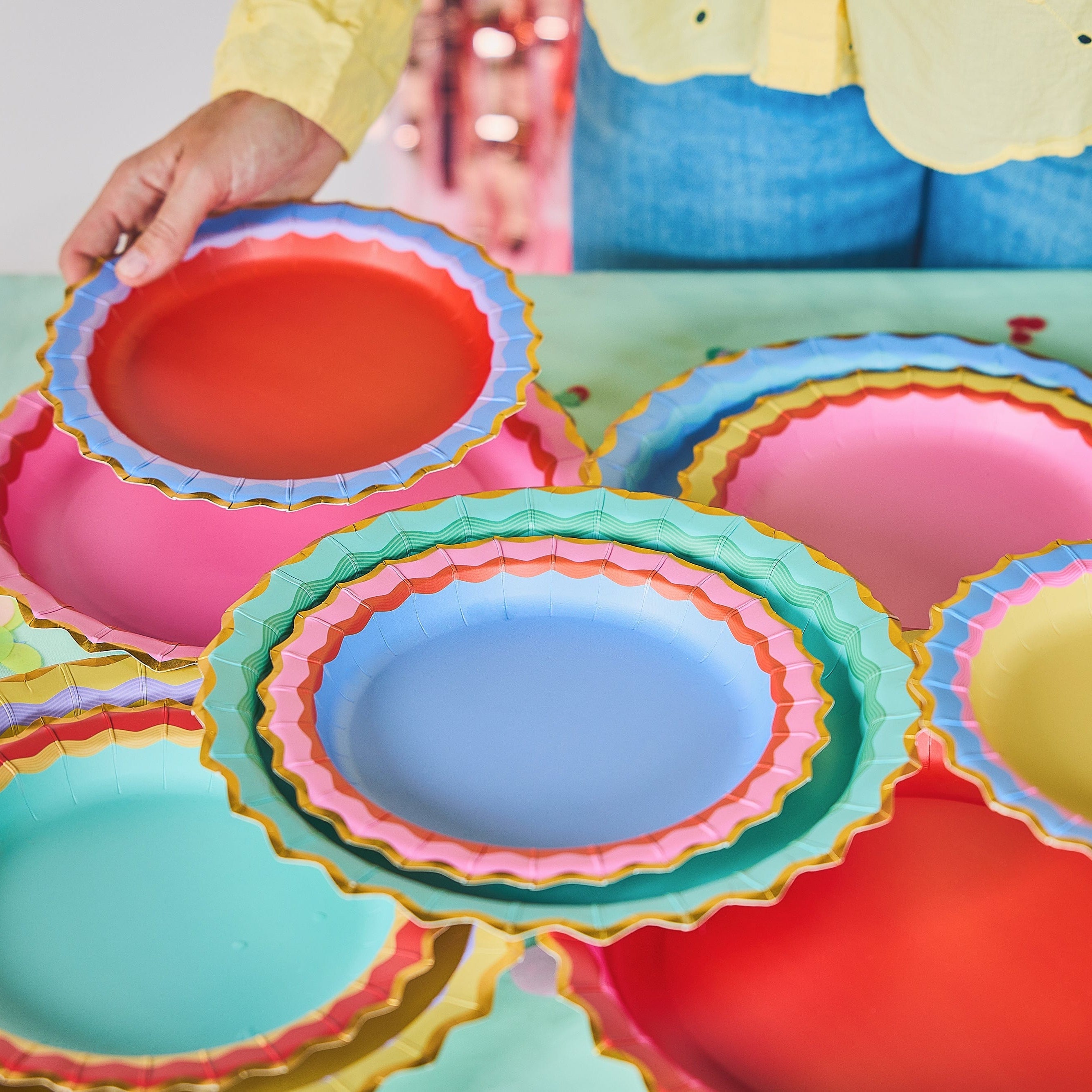 Rainbow Ric Rac Assorted Dessert Plates (10 Count)