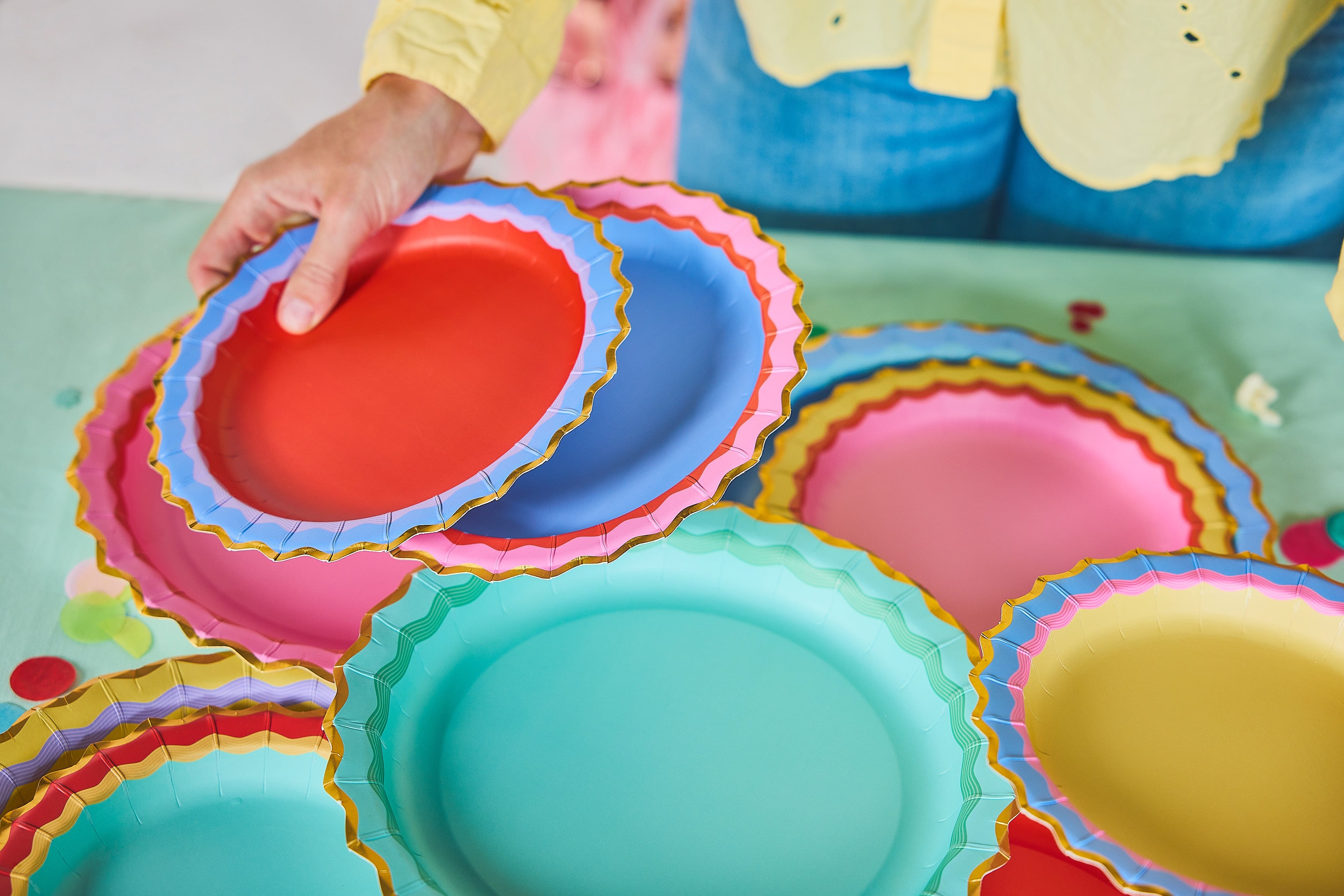 Rainbow Ric Rac Assorted Dessert Plates (10 Count)