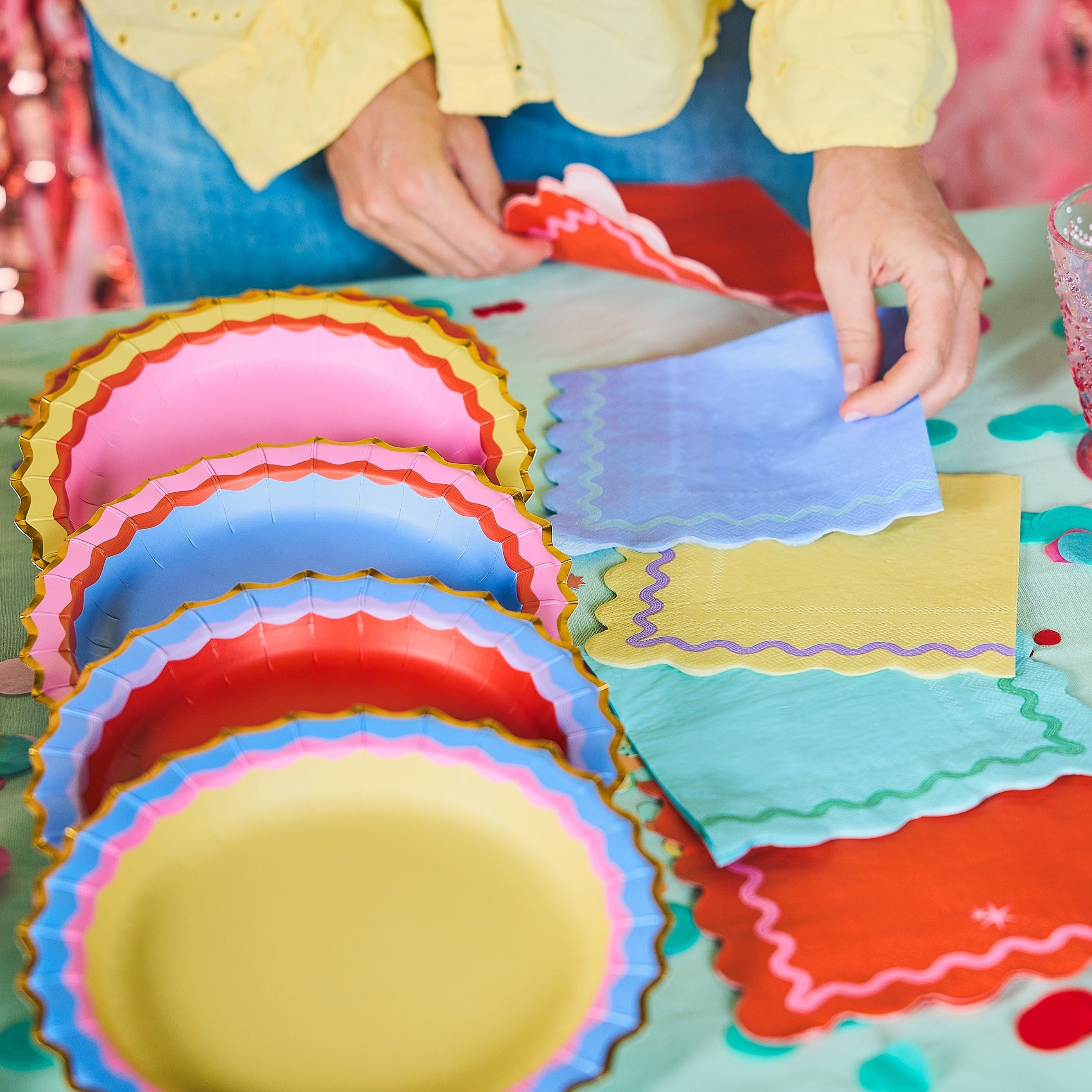 Rainbow Ric Rac Assorted Dessert Plates (10 Count)