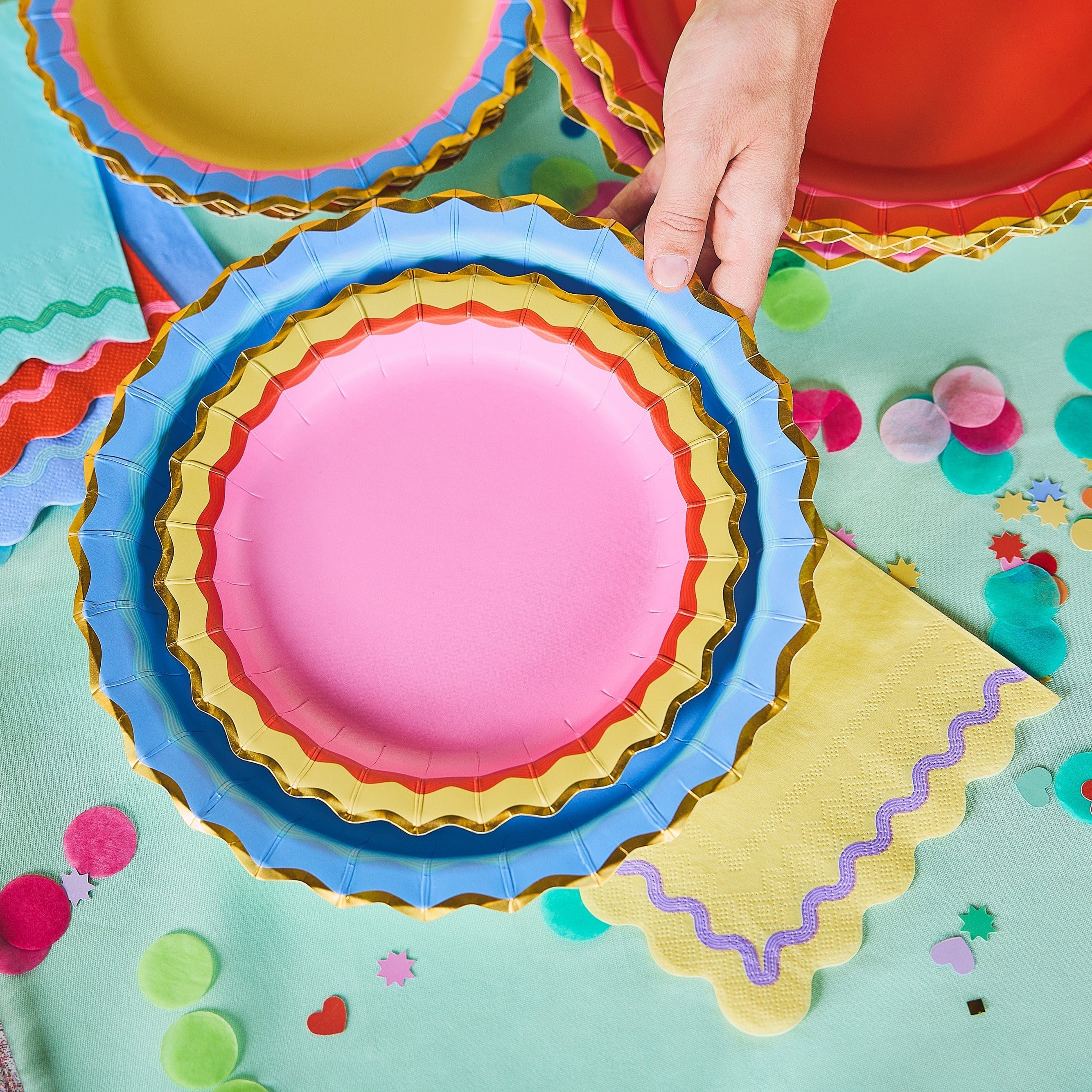 Rainbow Ric Rac Assorted Dessert Plates (10 Count)