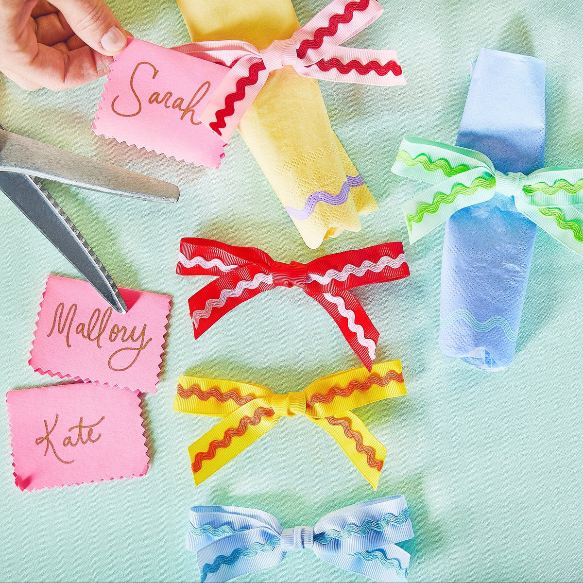 Multicolor Ric Rac Clip-on Bow Set (5 Count)