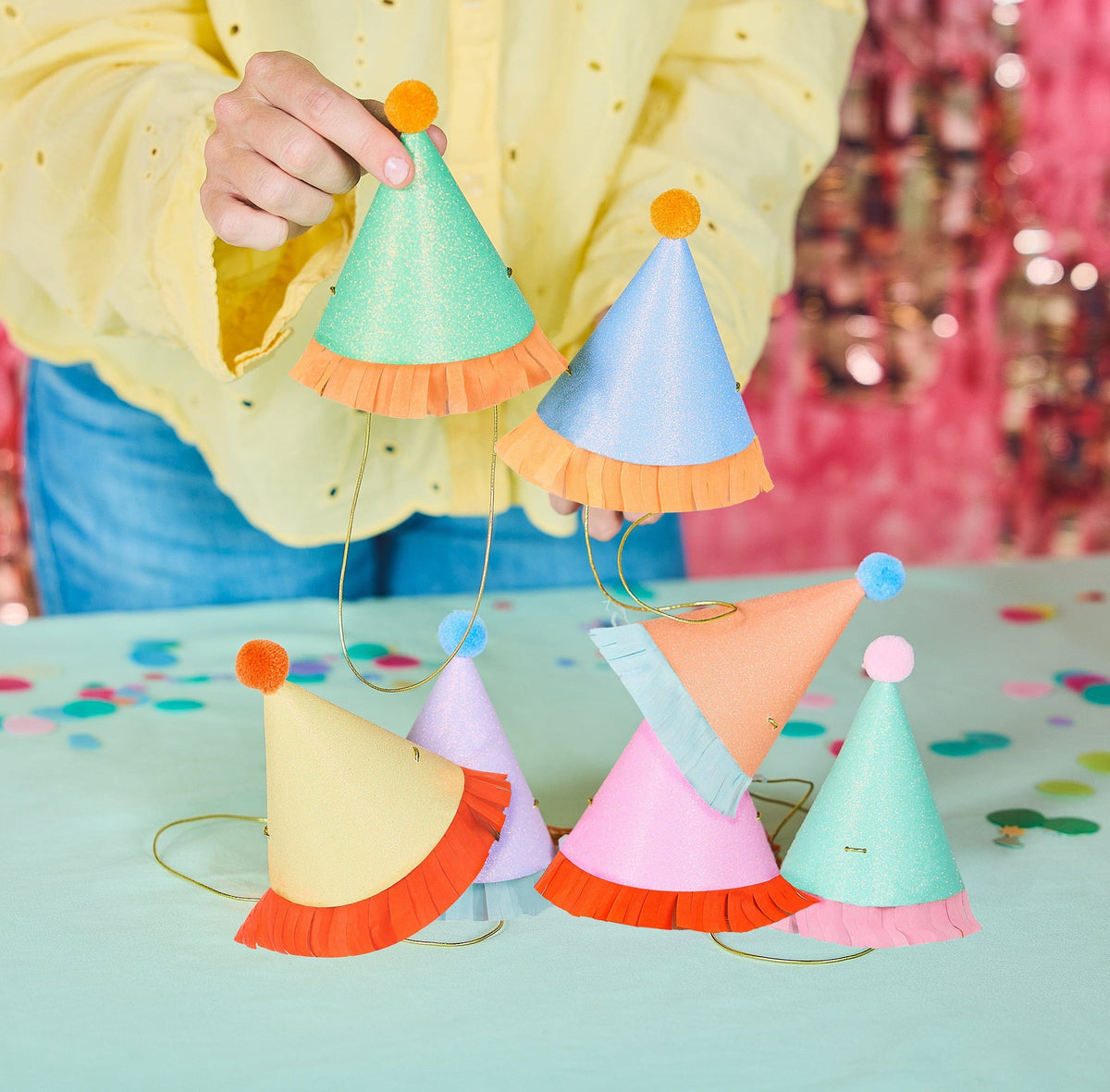 Mini Glitter Party Hats (set Of 8)