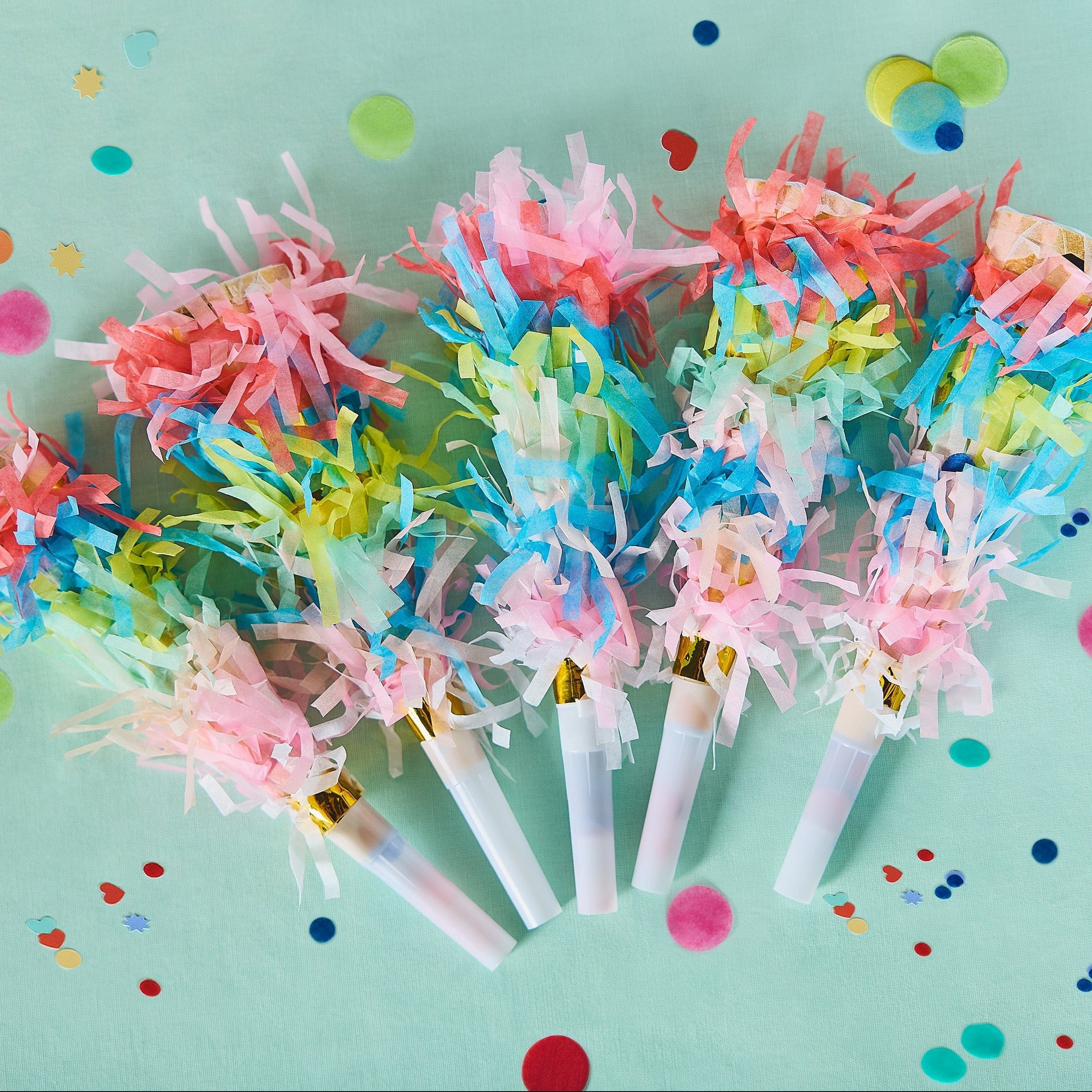 Confetti Burst Fringe Party Blowers (6 Count)