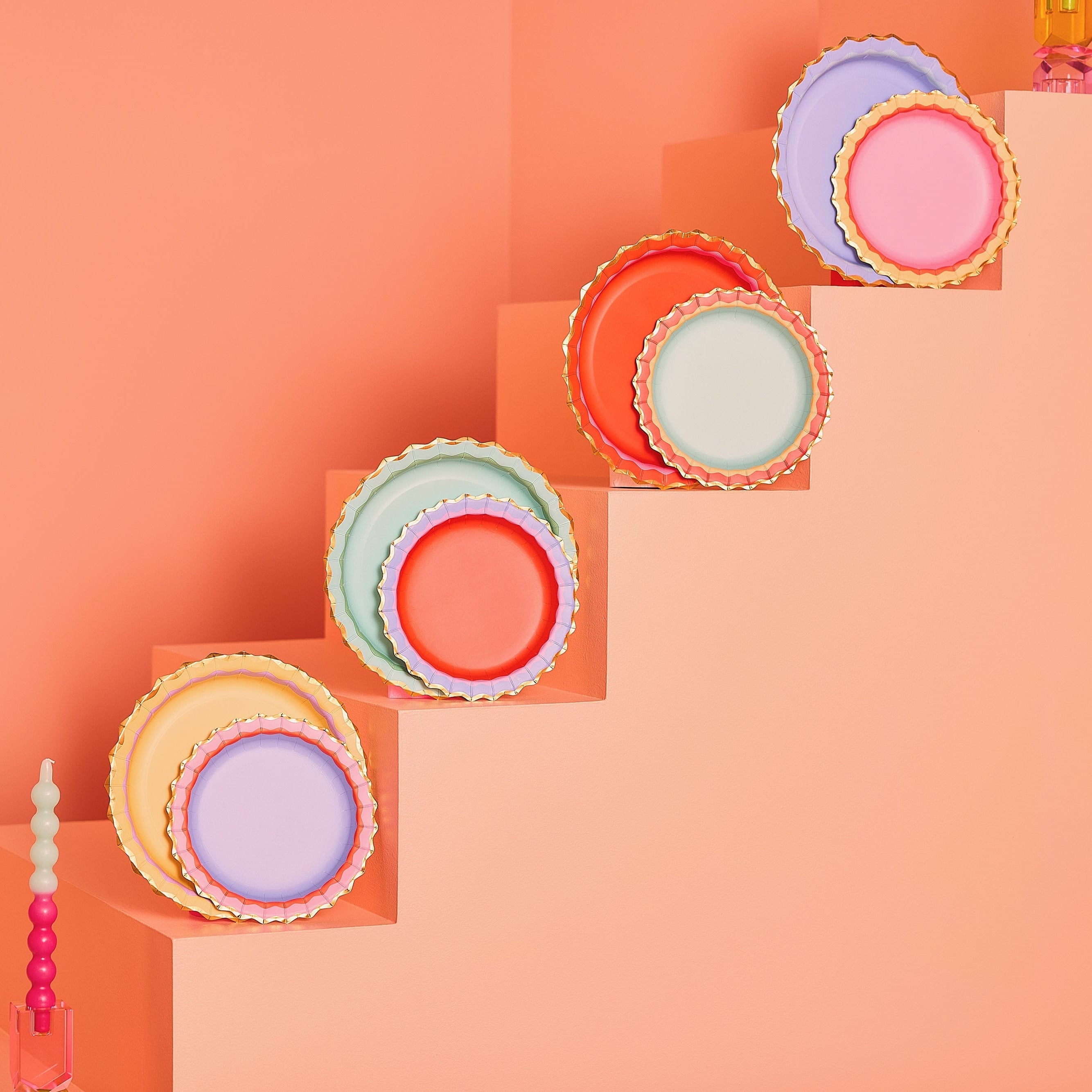 Rainbow Ric Rac Assorted Dessert Plates (10 Count)
