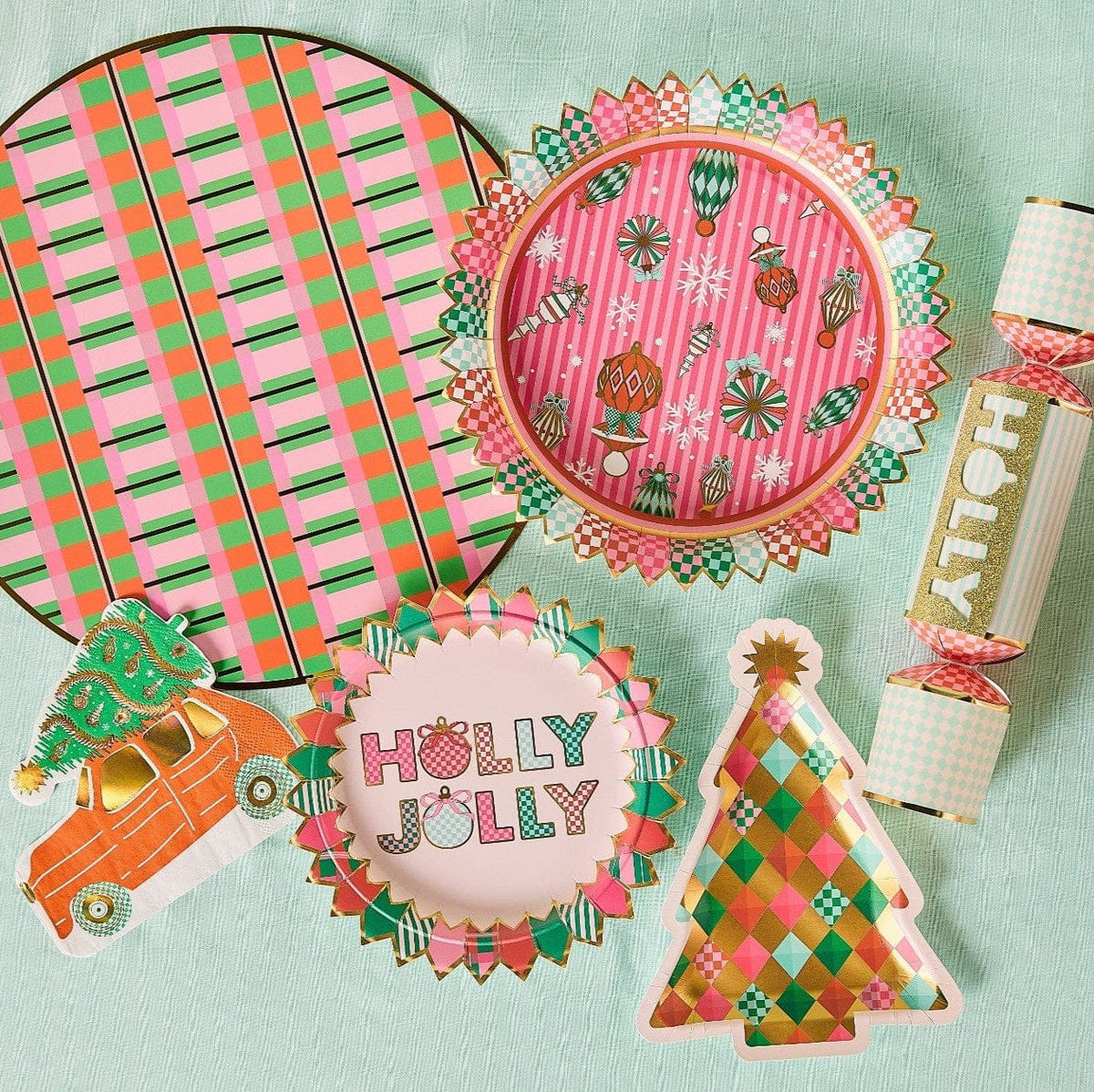 Holly Jolly Christmas Dessert Plates (10 Count)