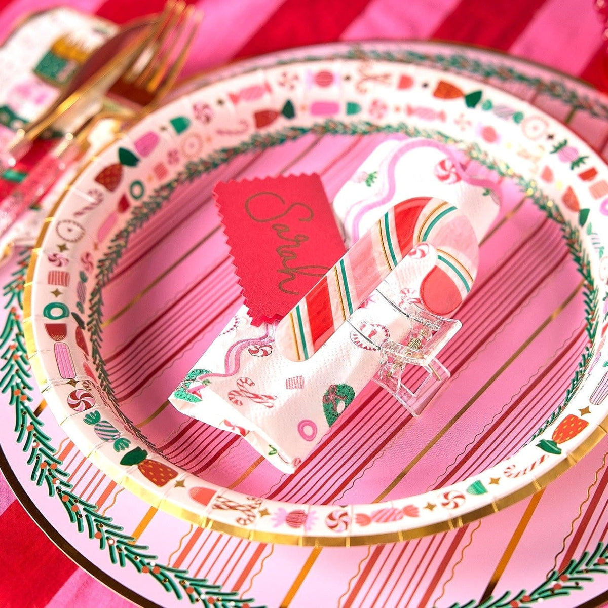 Peppermint Party Christmas Dinner Plates (10 Count)
