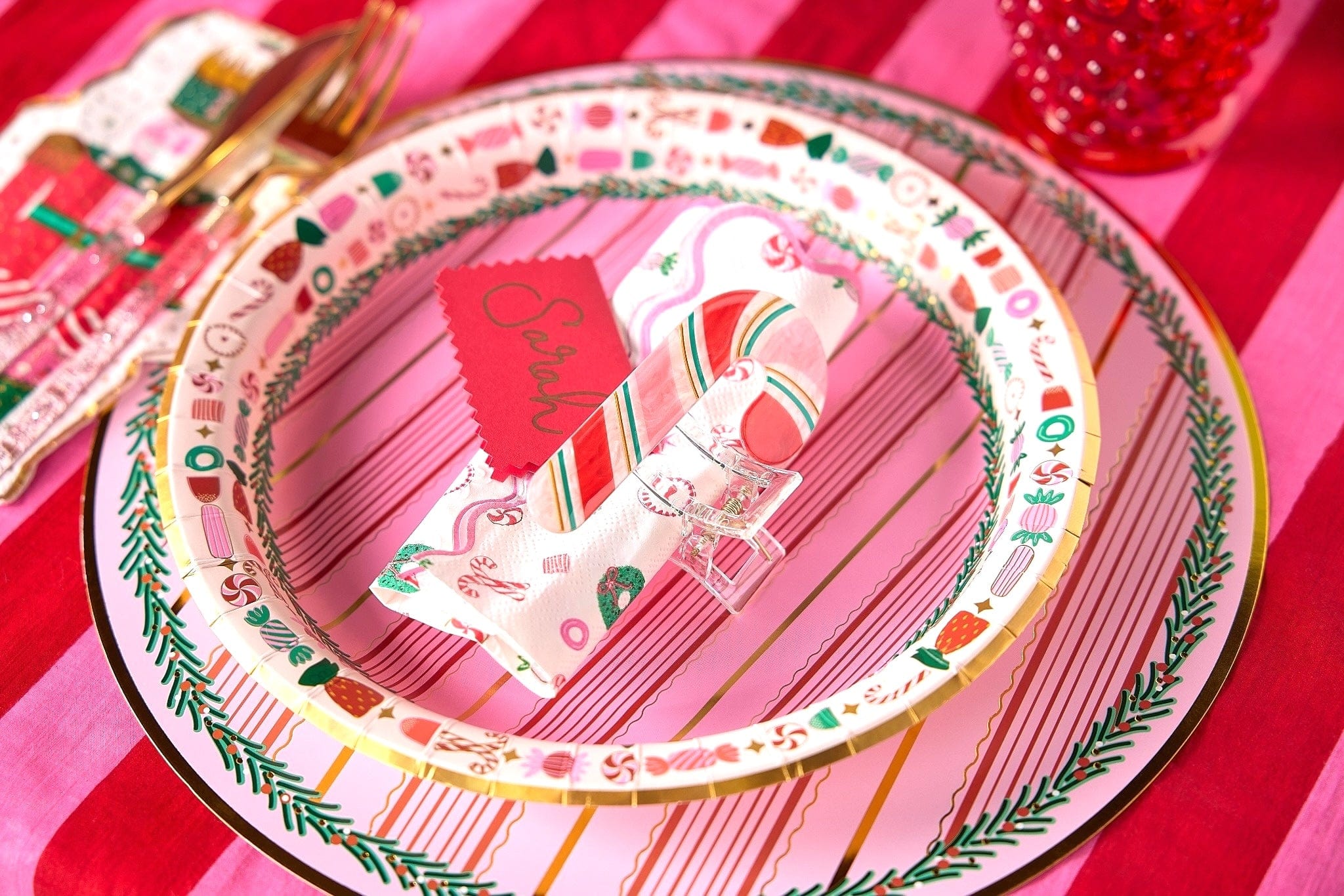 Peppermint Party Christmas Dinner Plates (10 Count)