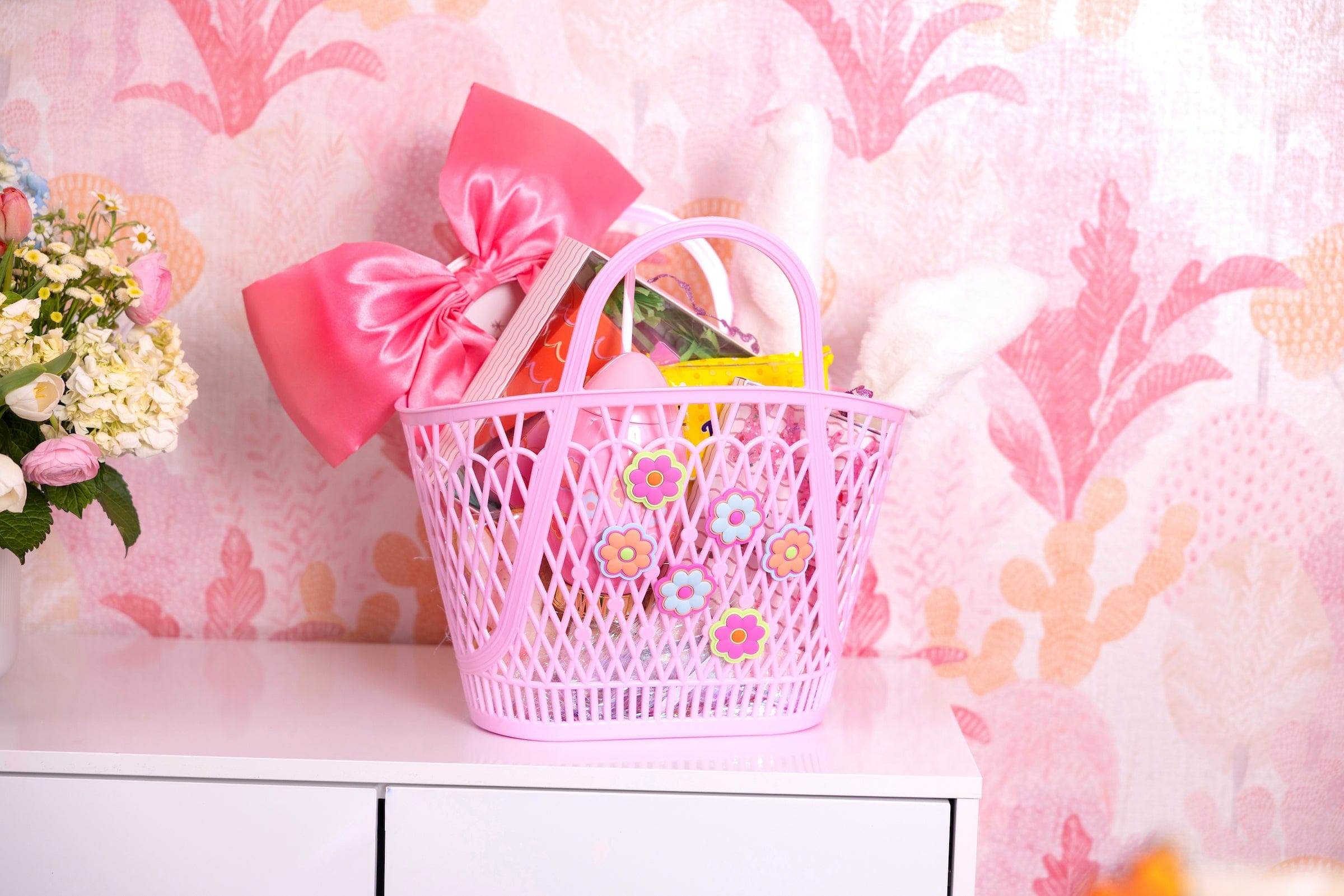 Petal Party Basket With Floral Twisty Charms