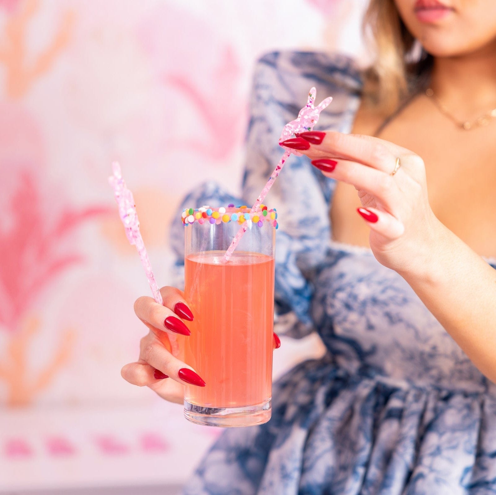 Confetti Bunny Acrylic Drink Stirrers (4 Ct)