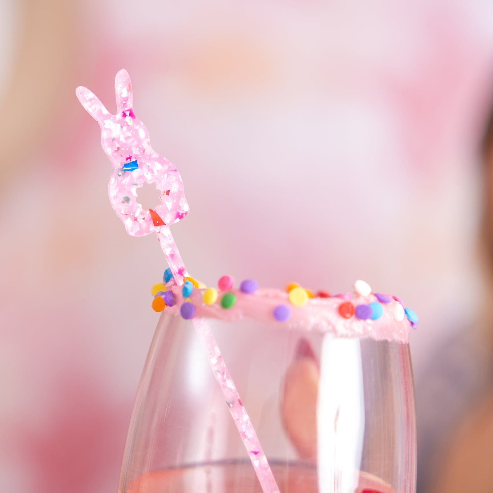 Confetti Bunny Acrylic Drink Stirrers (4 Ct)