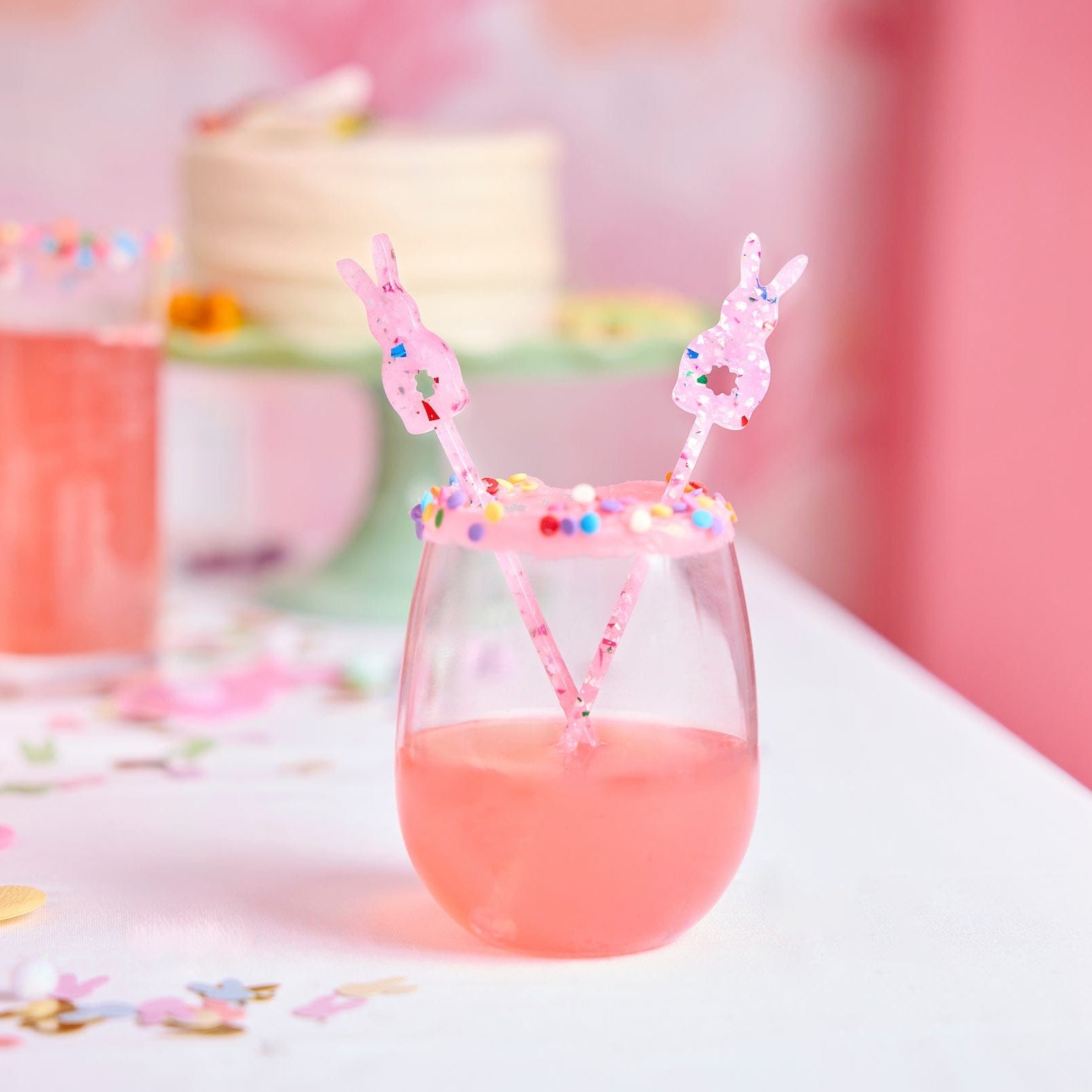 Confetti Bunny Acrylic Drink Stirrers (4 Ct)