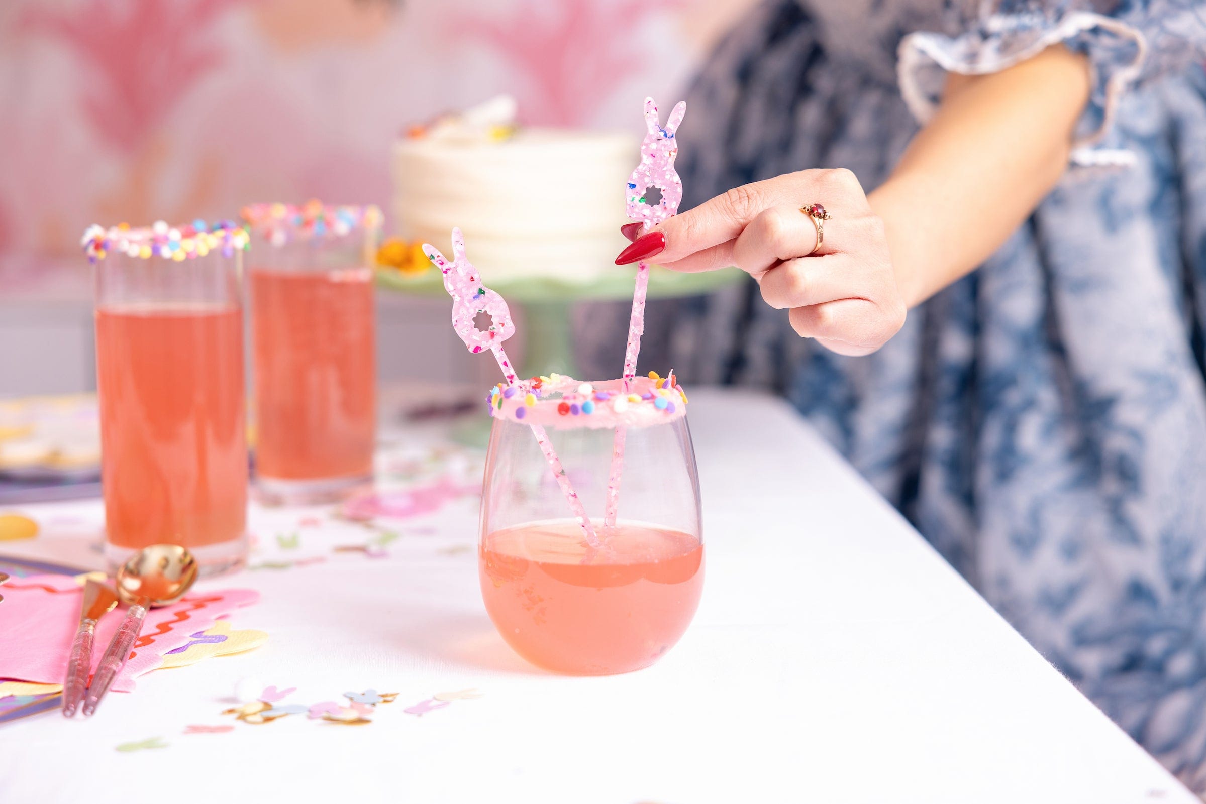 Confetti Bunny Acrylic Drink Stirrers (4 Ct)
