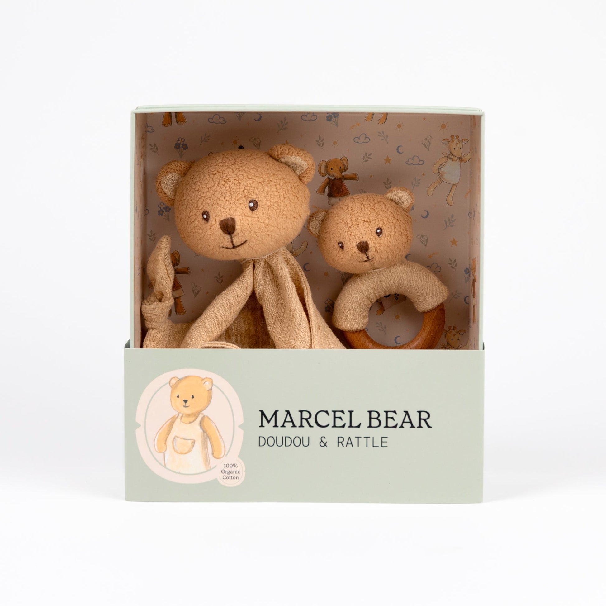 Marcel the Bear Doudou + Rattle Gift Set