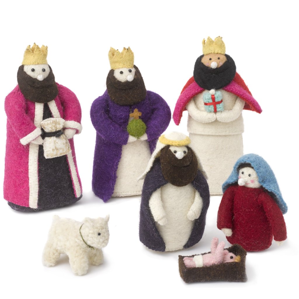 Handmade Nativity Scene In Hand Felted Wool