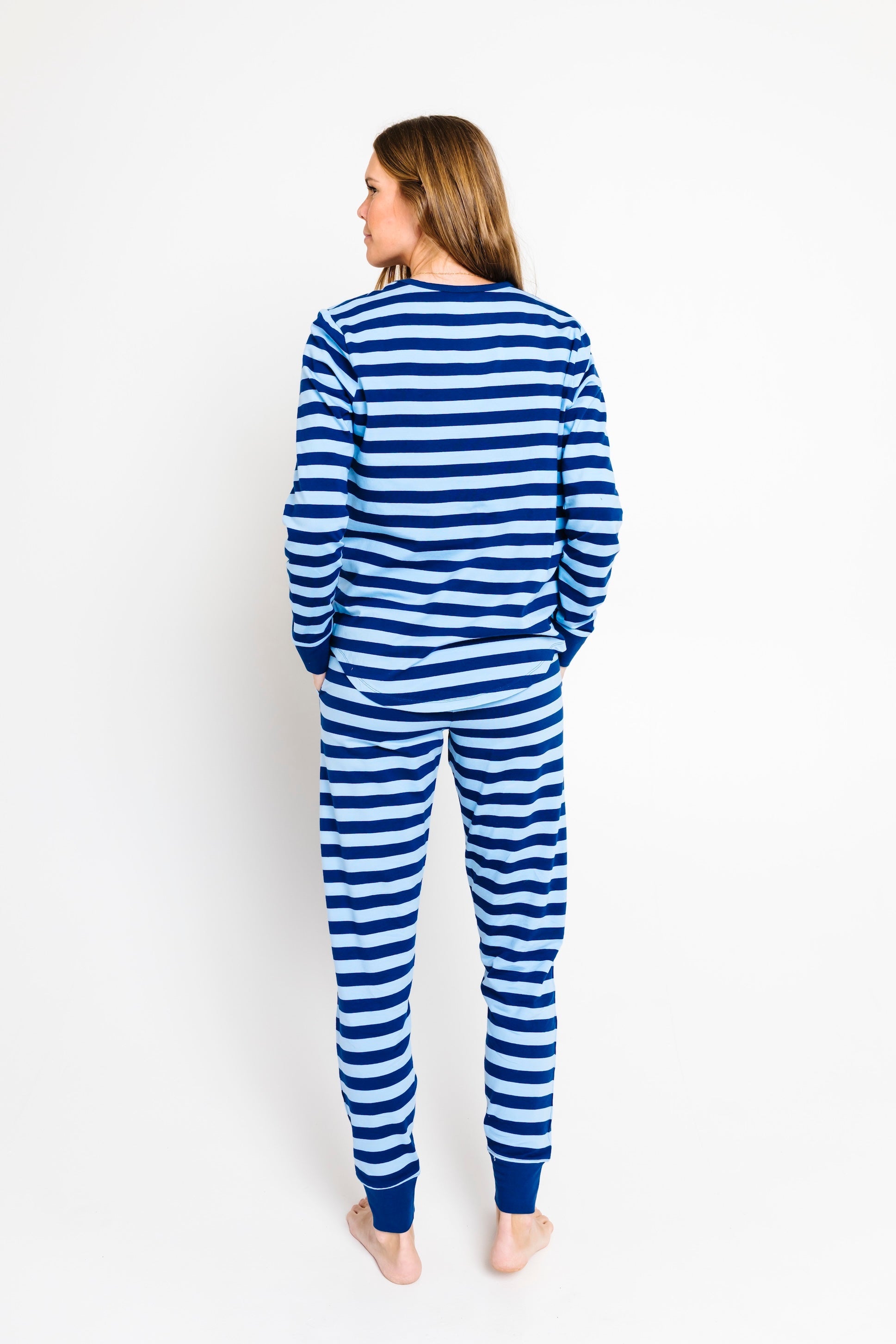 No Greater Love Blue Womens Pj Jogger Set Cotton