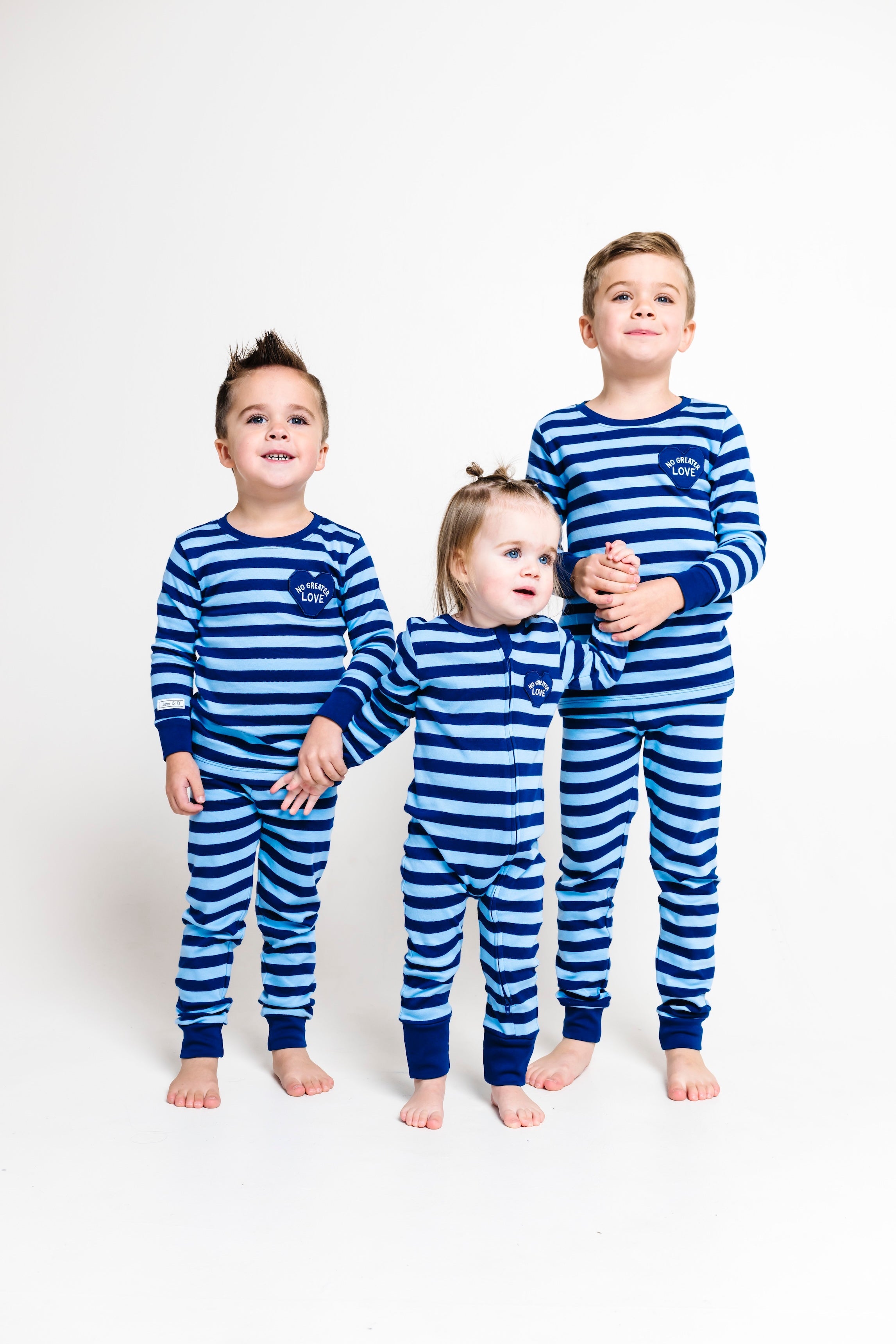 No Greater Love Blue Pj Long Sleeve Set Cotton