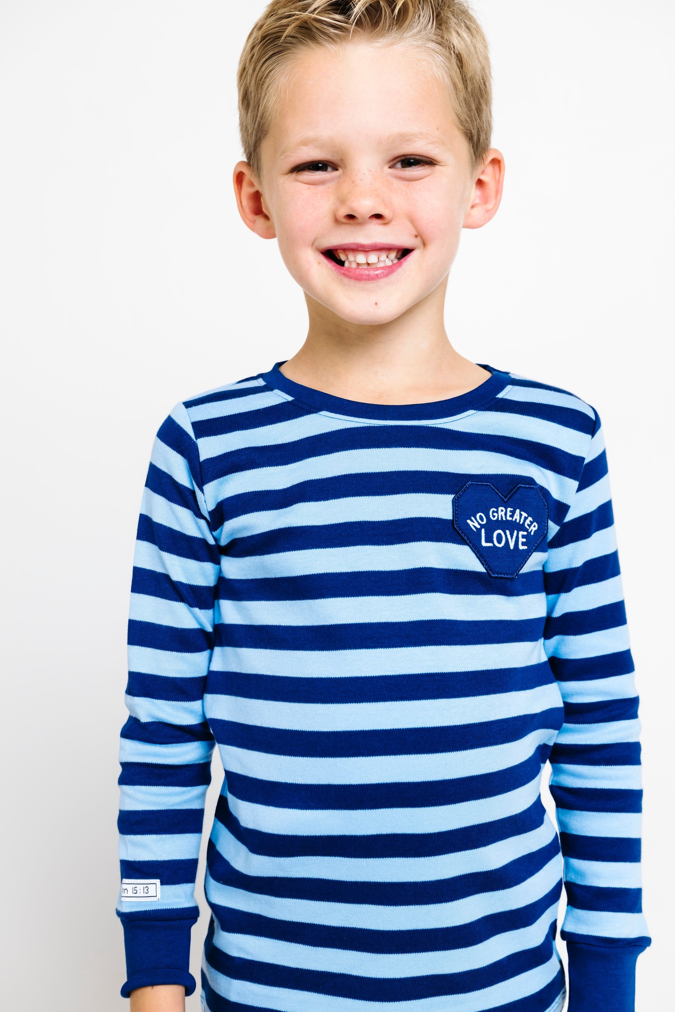 No Greater Love Blue Pj Long Sleeve Set Cotton