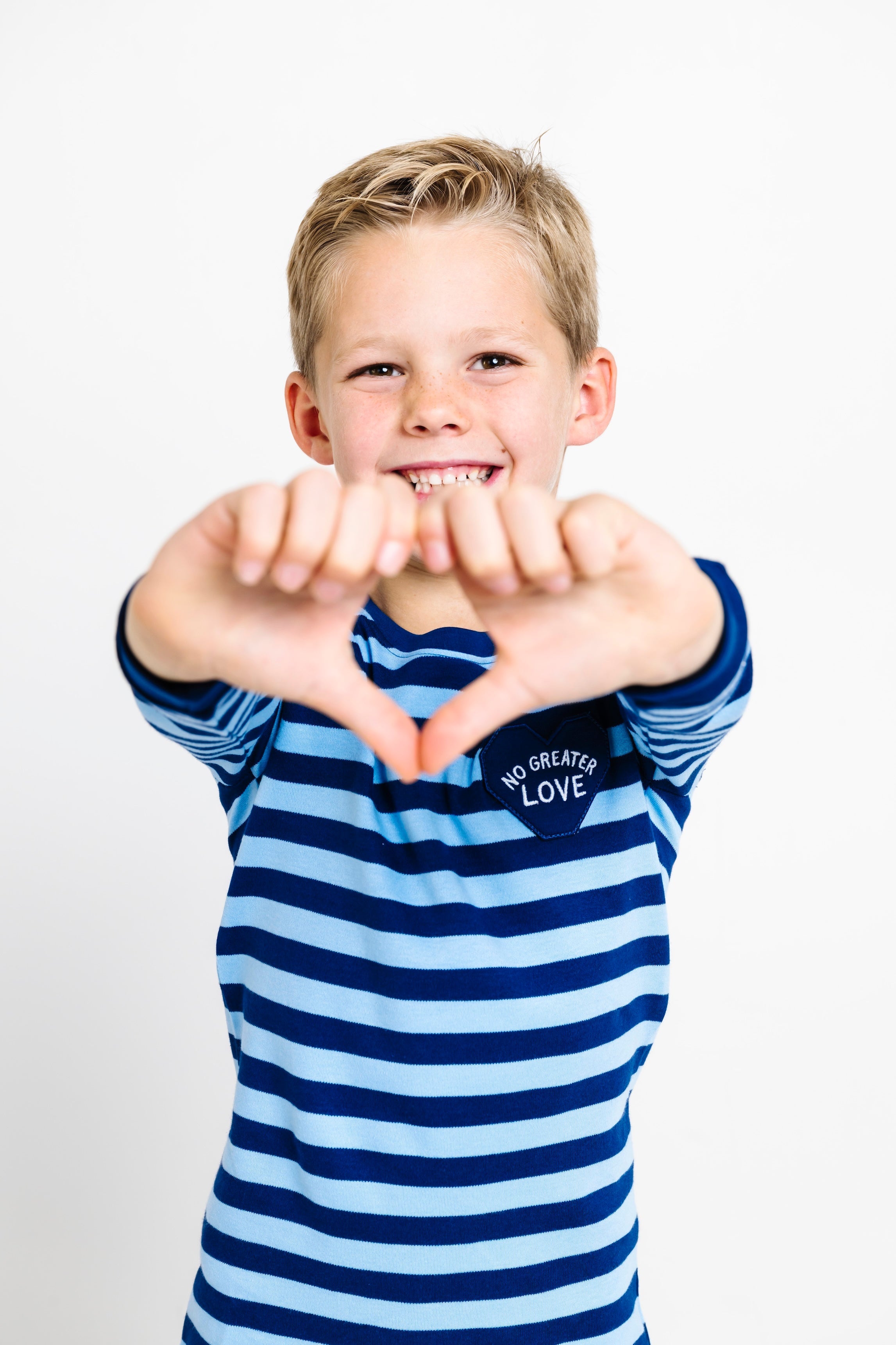 No Greater Love Blue Pj Long Sleeve Set Cotton