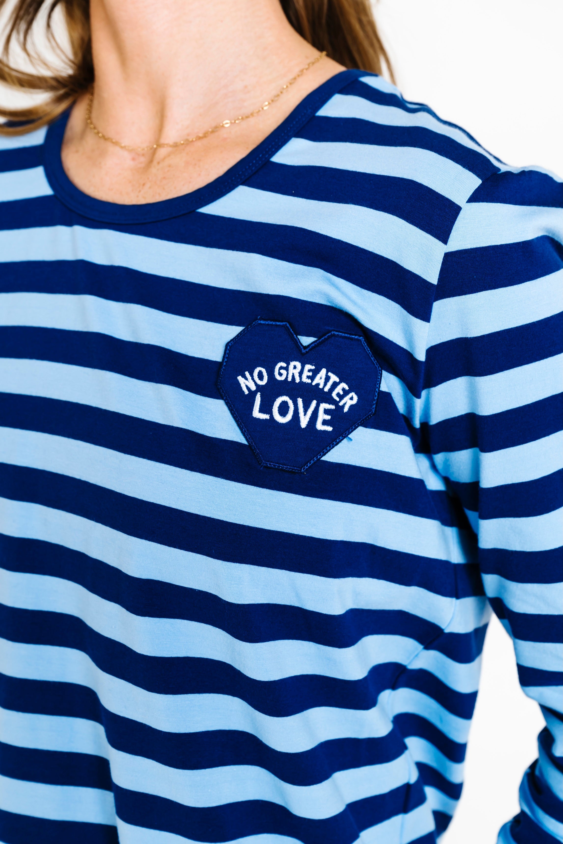 No Greater Love Blue Womens Pj Jogger Set Cotton