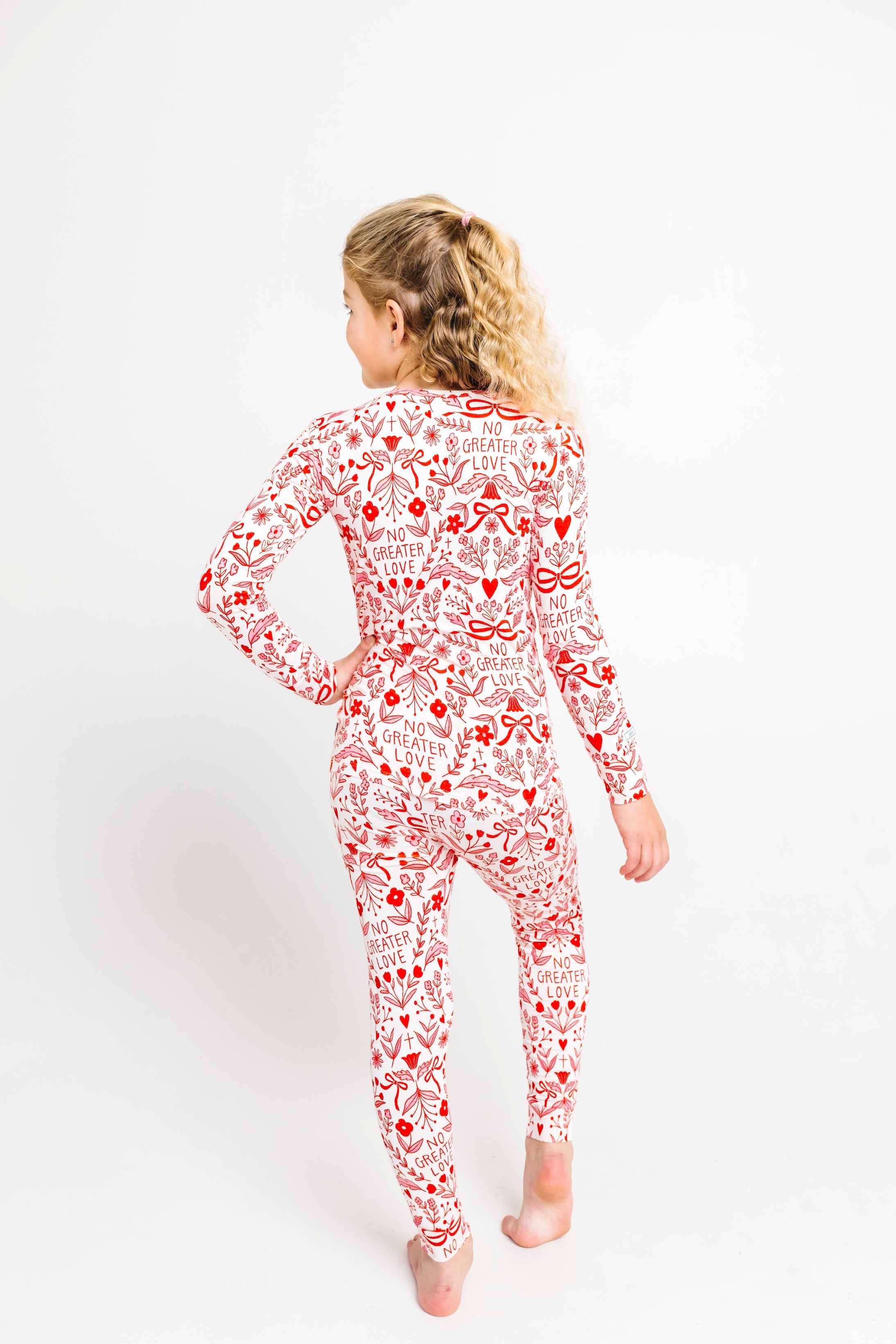 No Greater Love Pink Pj Long Sleeve Set Cotton