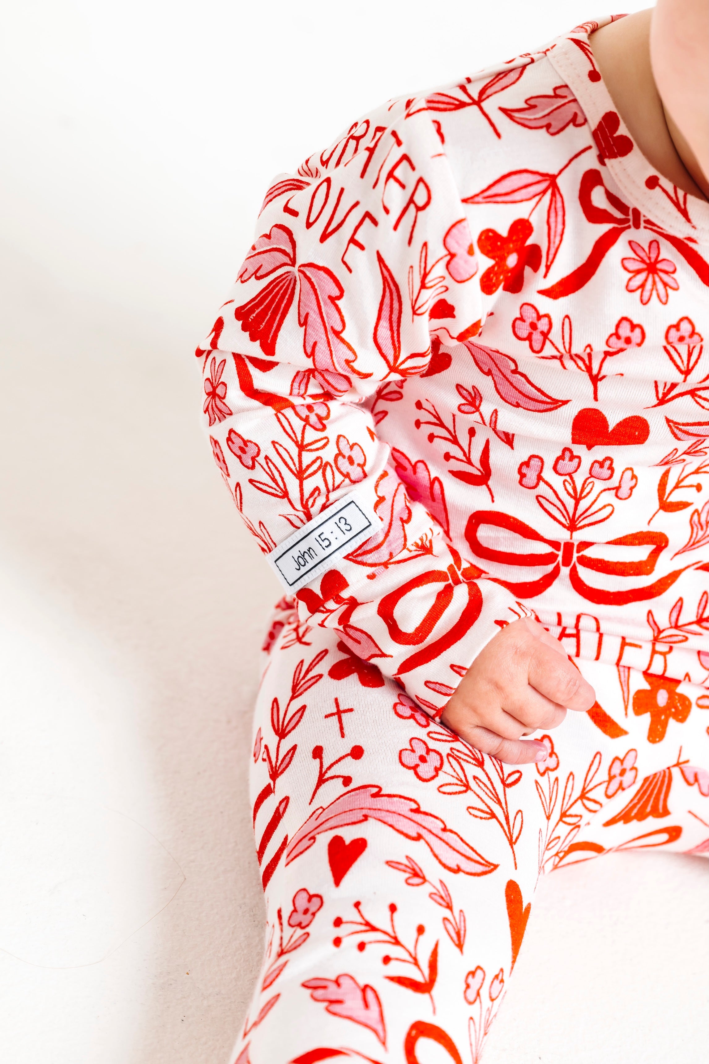 No Greater Love Pink Footless Onesie Bamboo