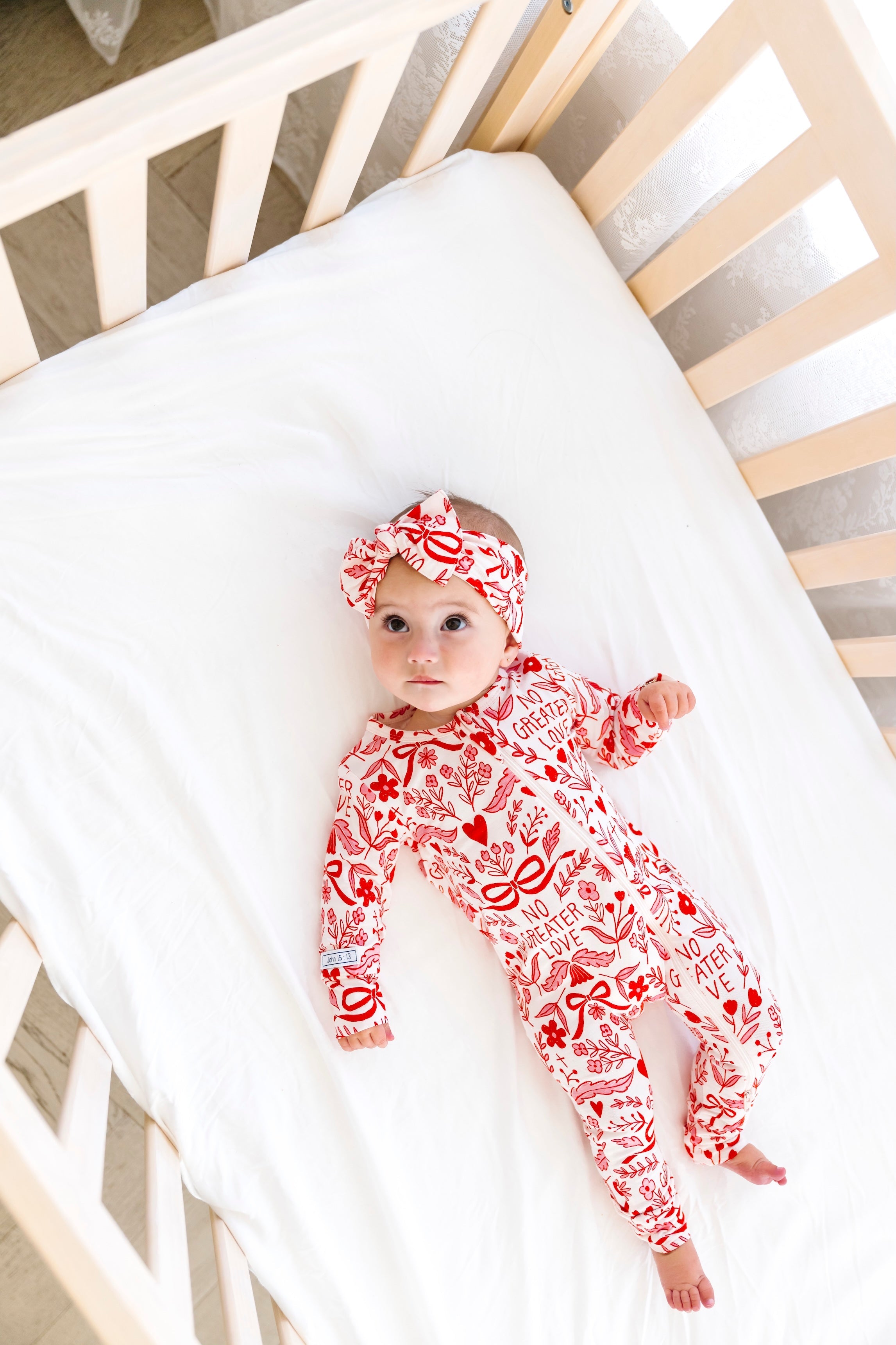 No Greater Love Pink Footless Onesie Bamboo