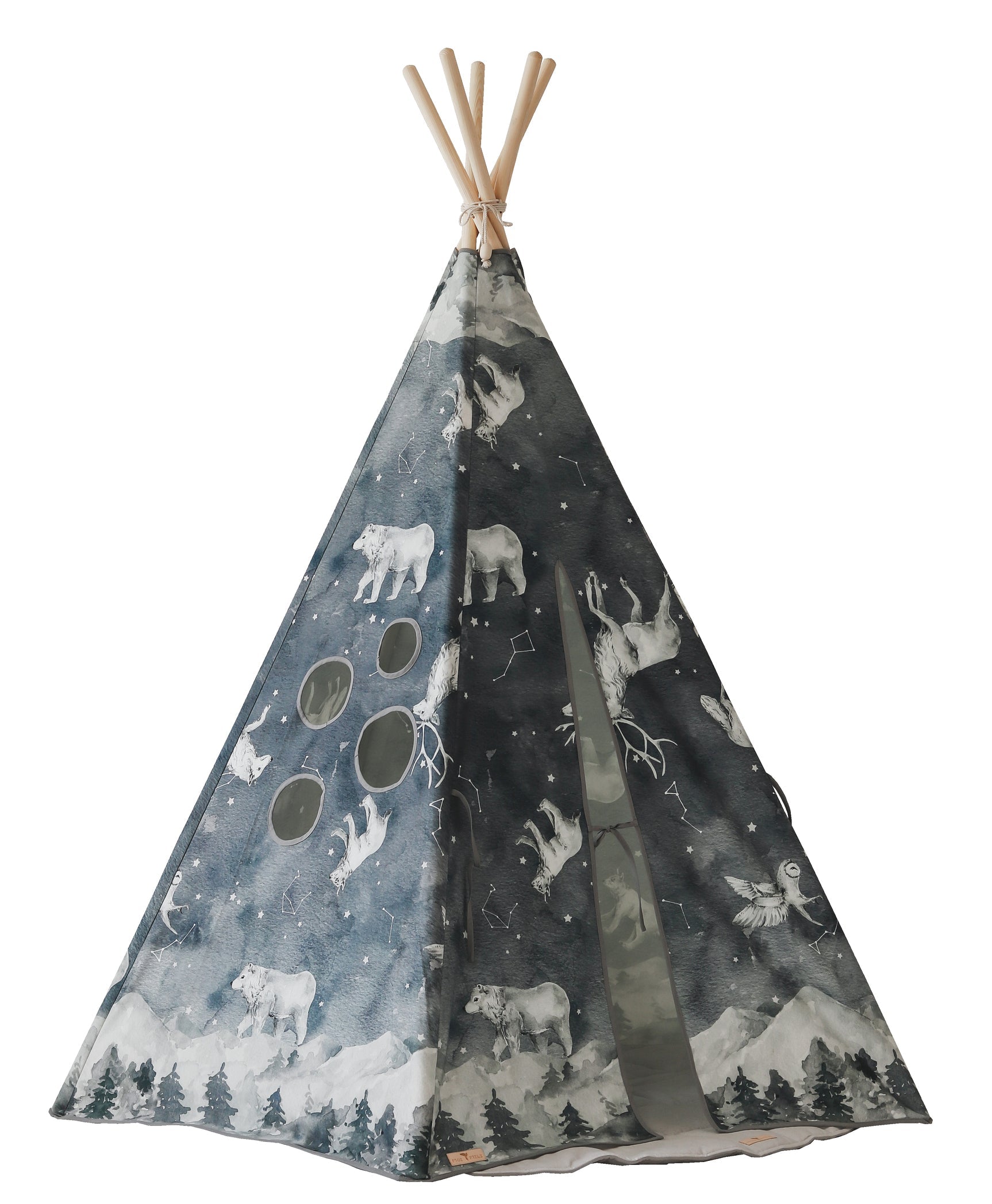 night Sky Teepee And White And Grey - Leaf Mat Set