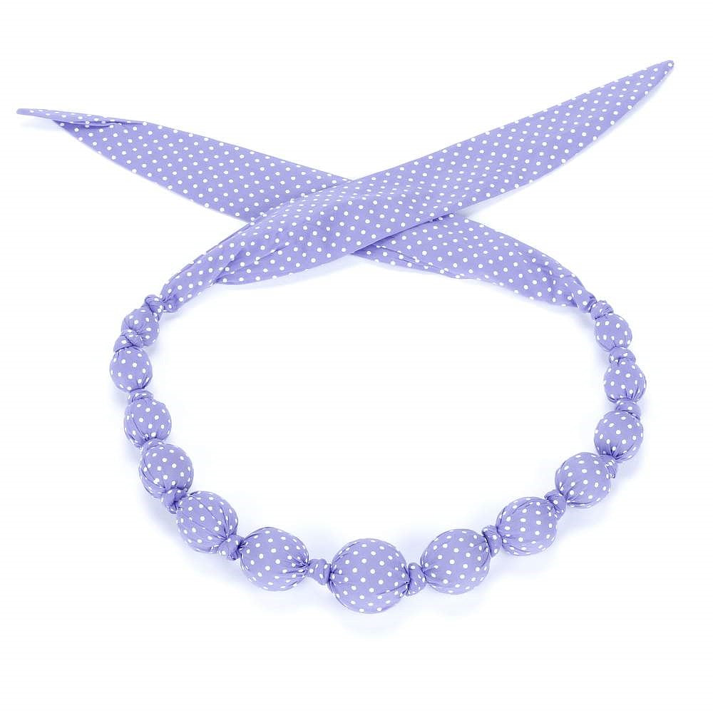 Little Girls Beaded Fabric Necklace With Polka Dots (3-8 Years, Toddlers)