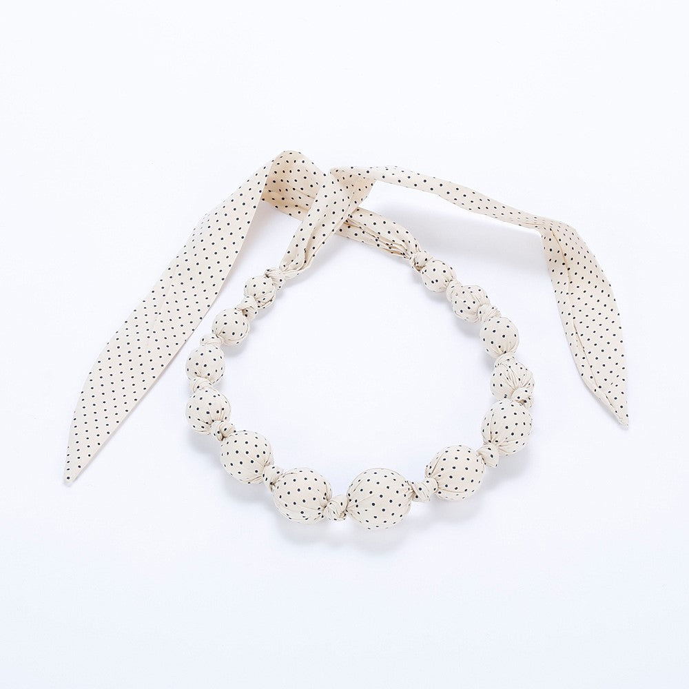 Little Girls Beaded Fabric Necklace With Polka Dots (3-8 Years, Toddlers)