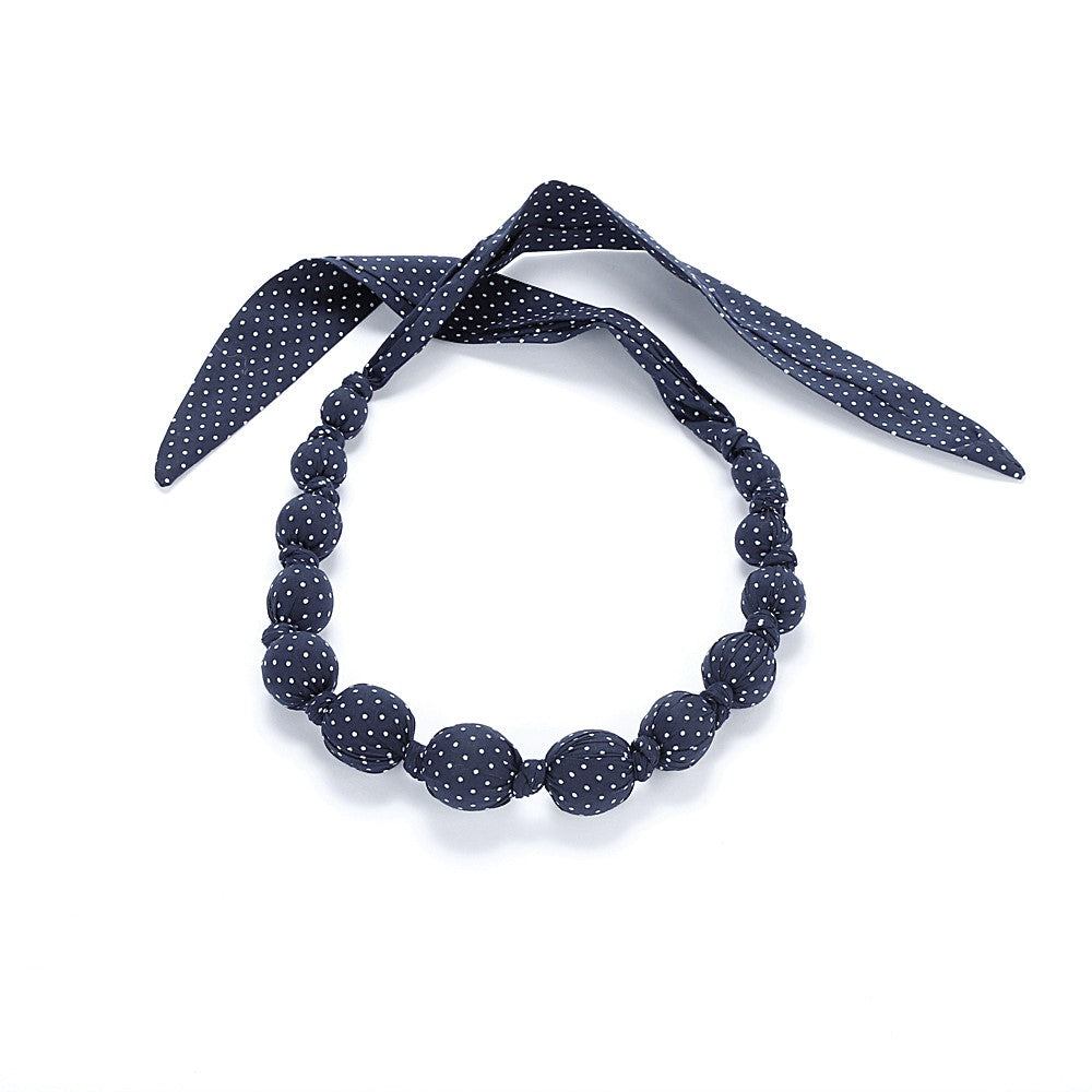 Little Girls Beaded Fabric Necklace With Polka Dots (3-8 Years, Toddlers)