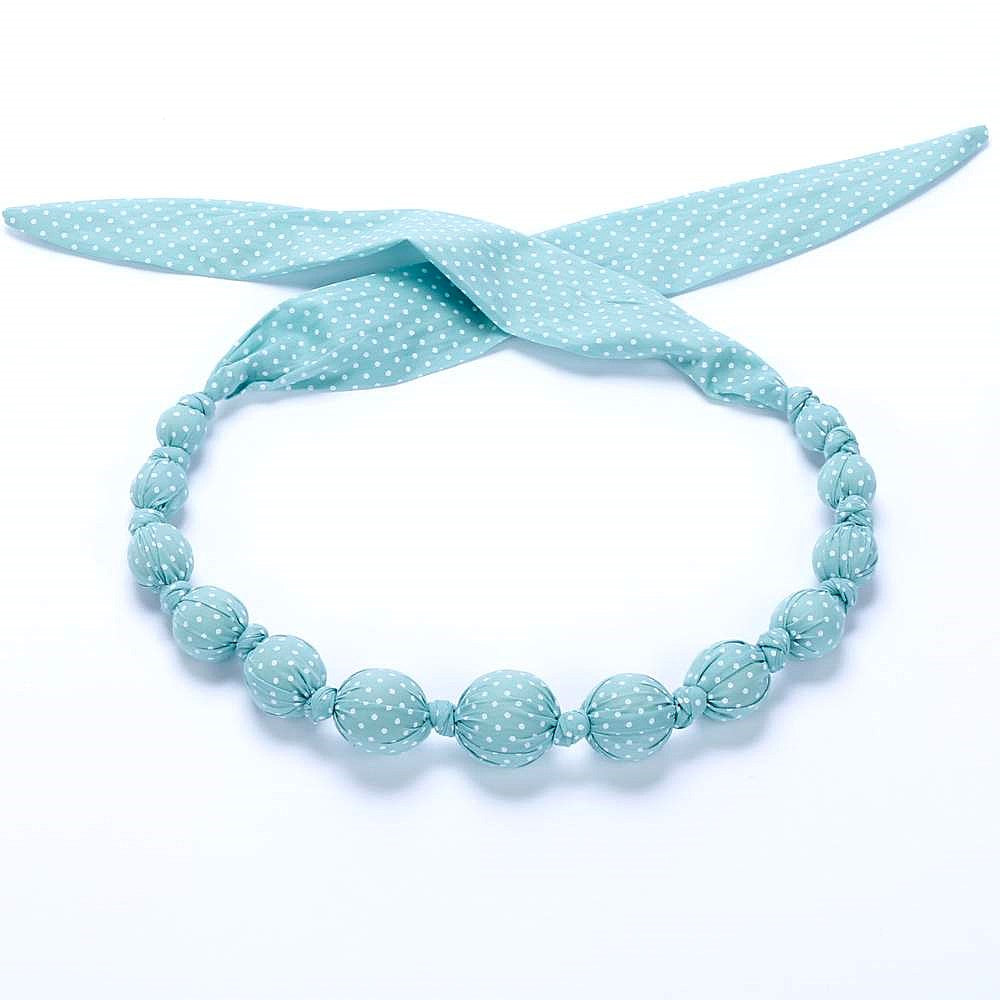 Little Girls Beaded Fabric Necklace With Polka Dots (3-8 Years, Toddlers)