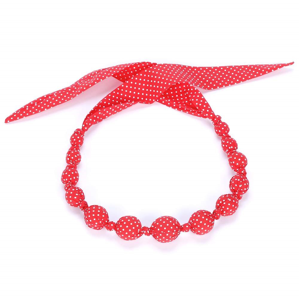 Little Girls Beaded Fabric Necklace With Polka Dots (3-8 Years, Toddlers)