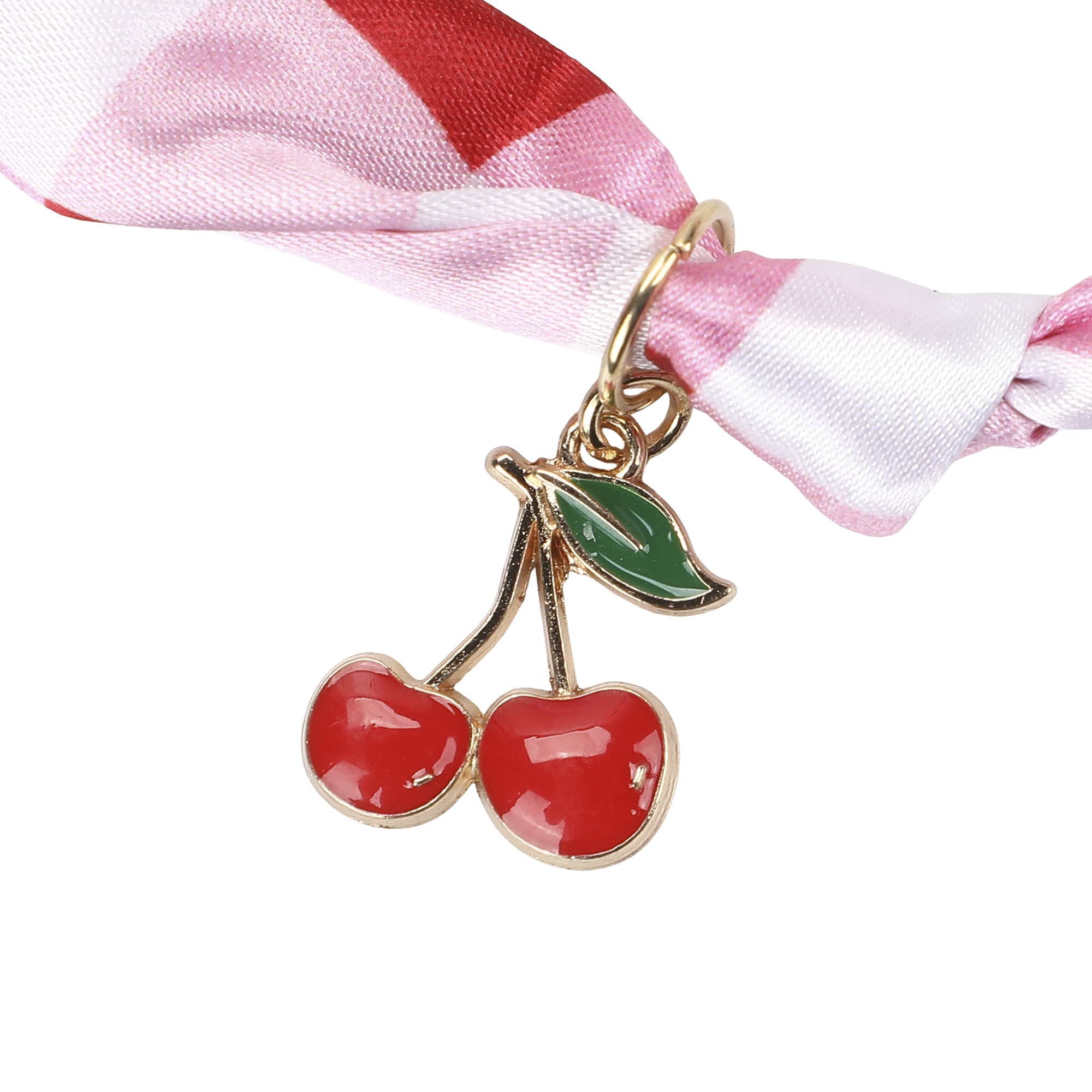 All-american Gingham Satin Scarf Charm Necklace