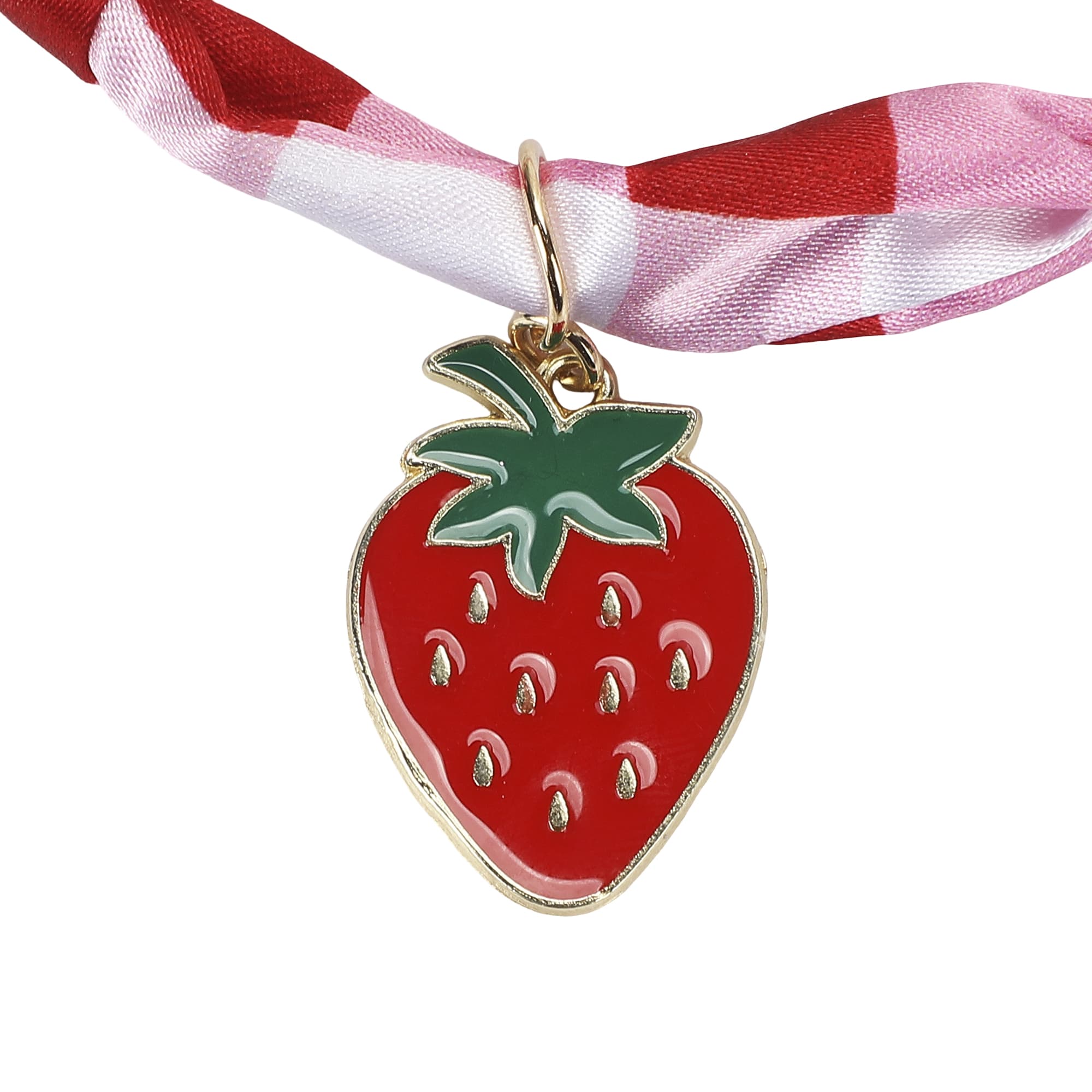 All-american Gingham Satin Scarf Charm Necklace