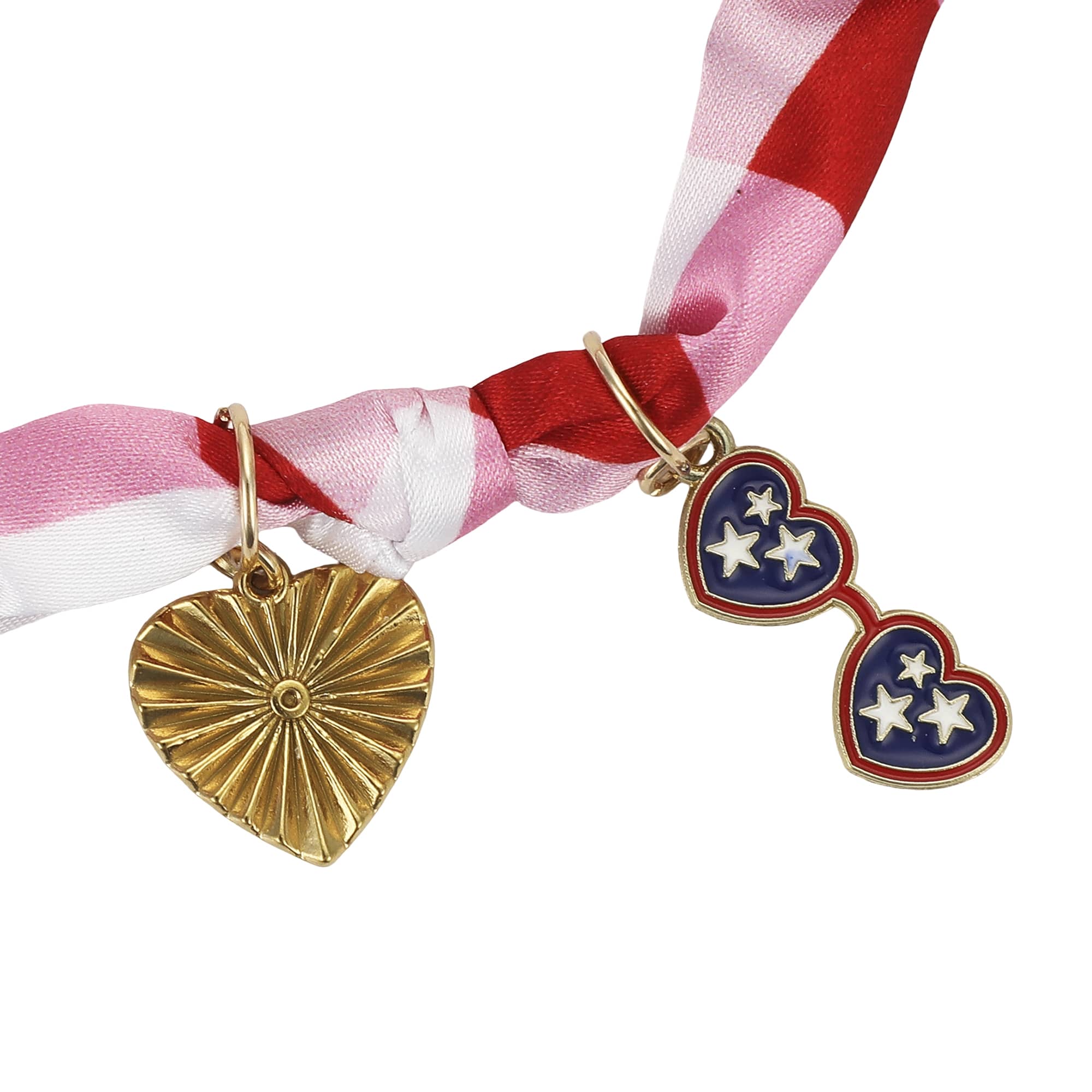 All-american Gingham Satin Scarf Charm Necklace