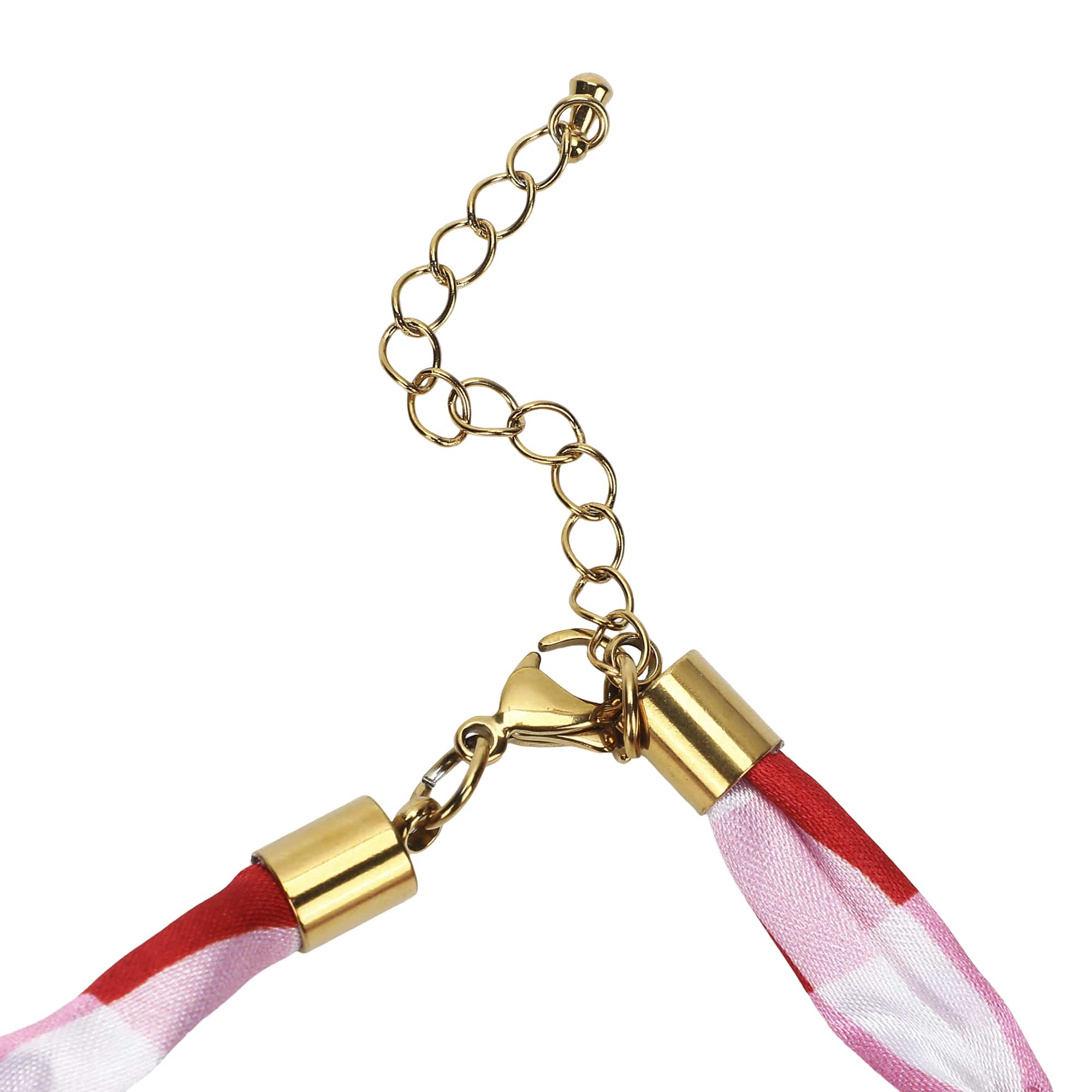 All-american Gingham Satin Scarf Charm Necklace