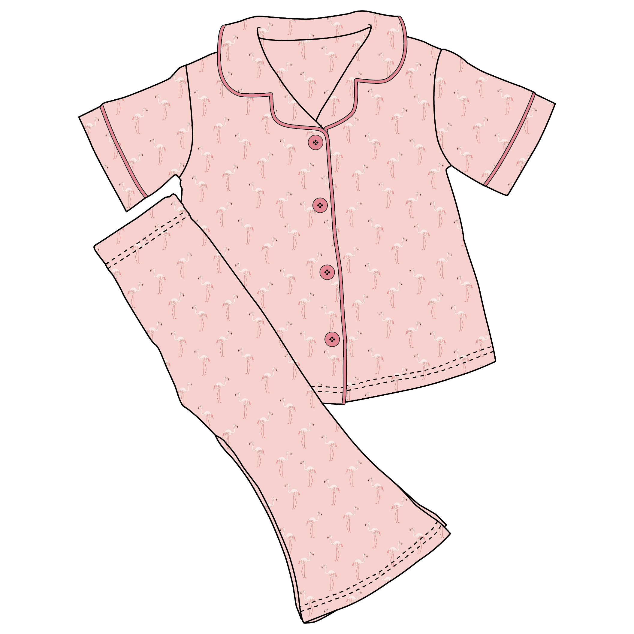 Nora Flamingos Bamboo Girls Luxe Lounge Set (pre-order)