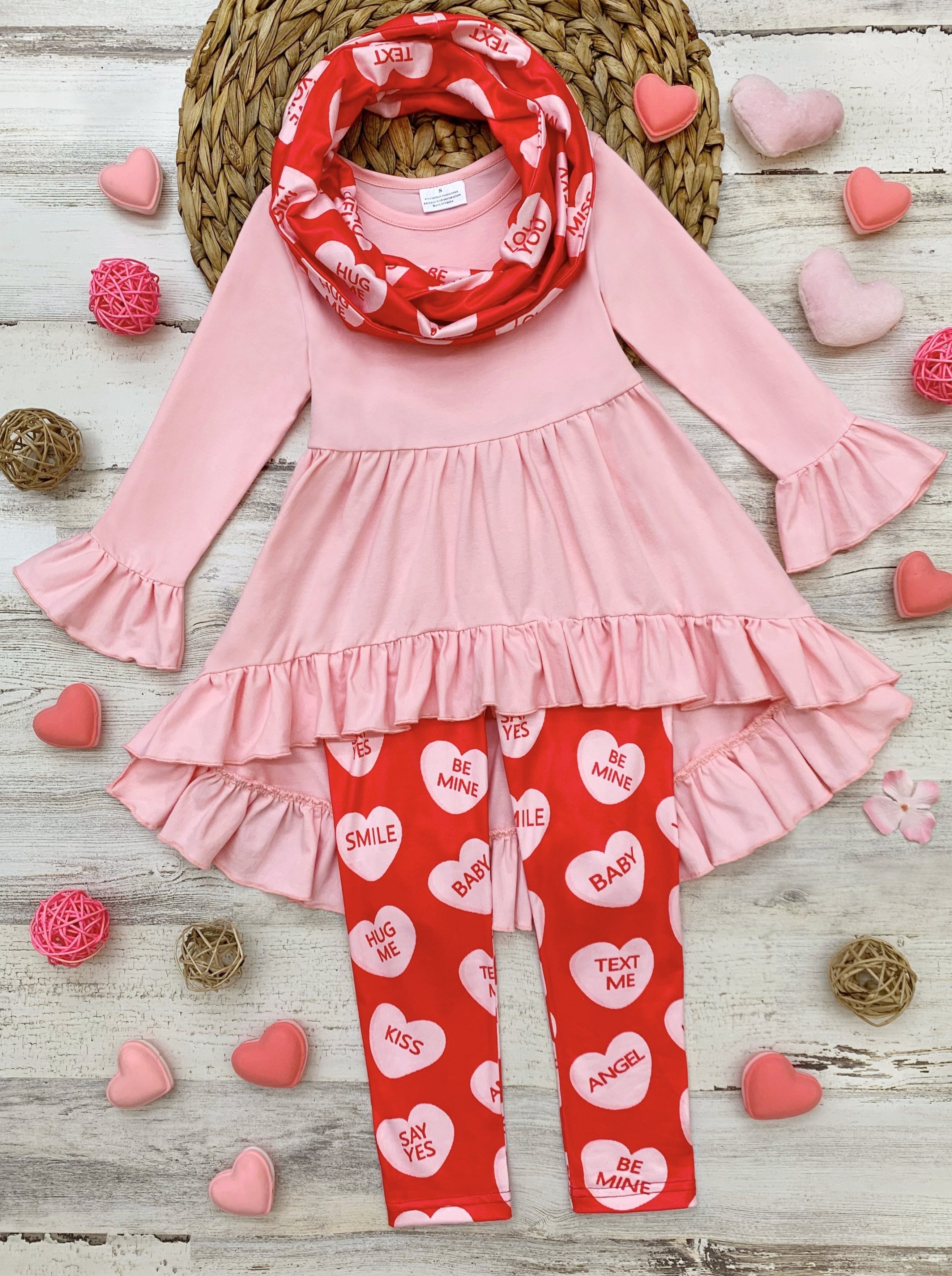 Speak Love Tunic, Scarf And Legging Set